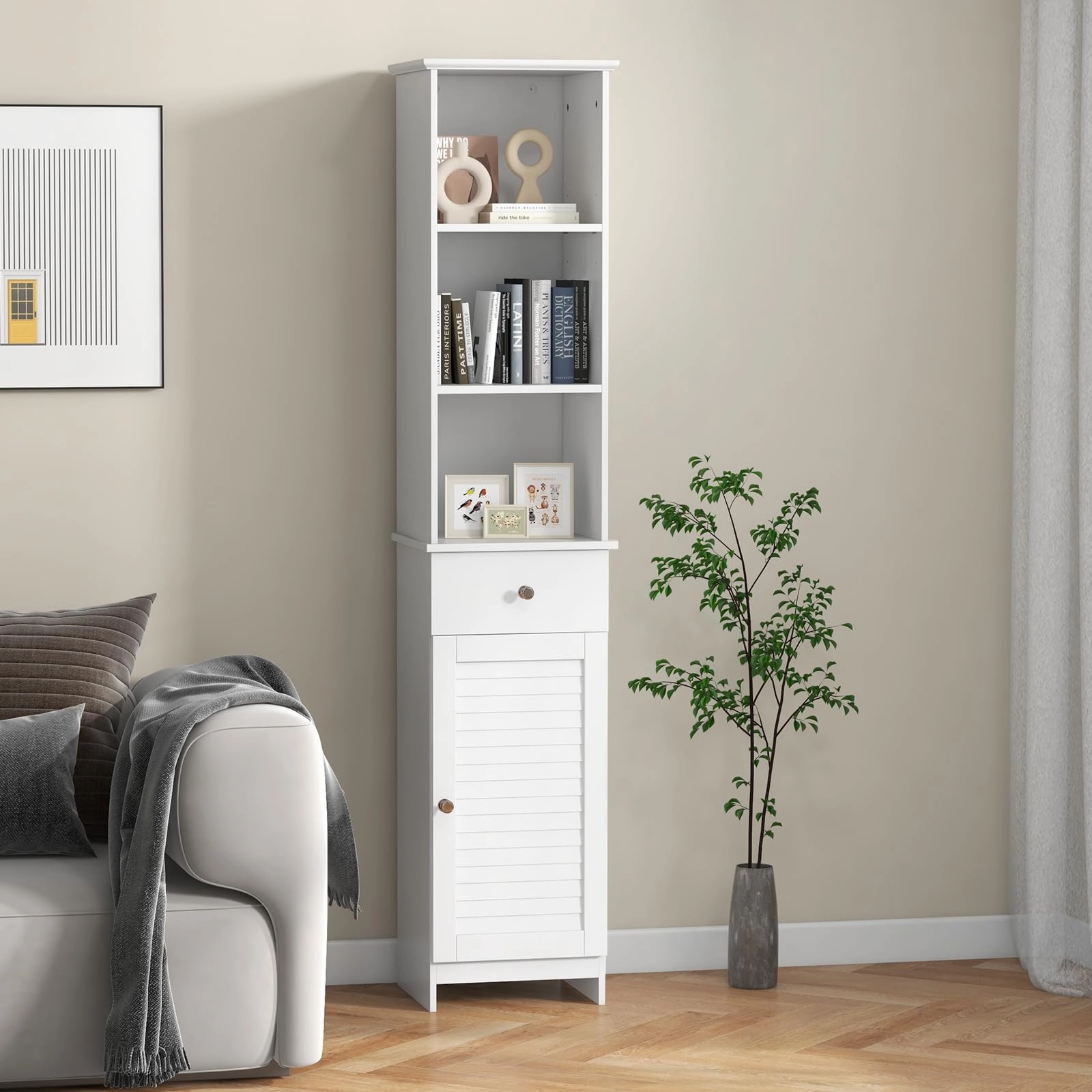 Giantex Narrow Floor Storage Cabinet with Adjustable Shelves