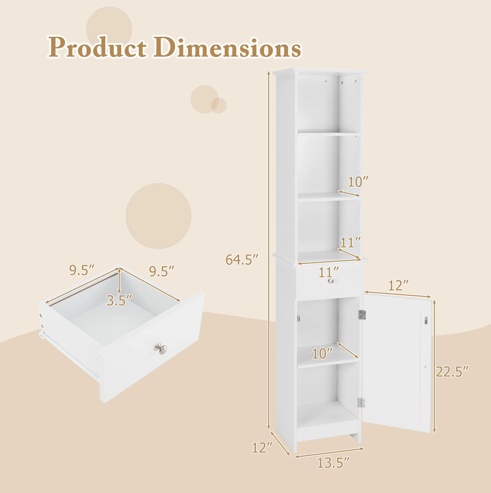 Giantex Narrow Floor Storage Cabinet with Adjustable Shelves