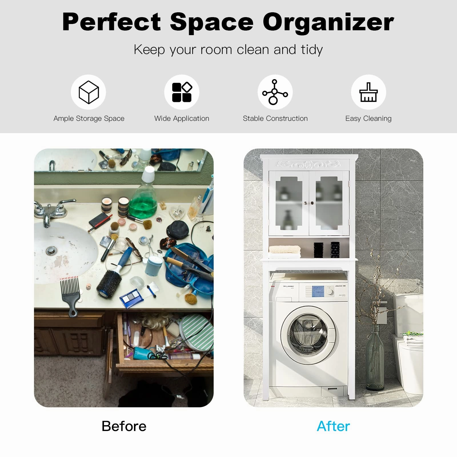 Giantex Over The Toilet Bathroom Space Saver, 3-Shelf Bathroom Organizer