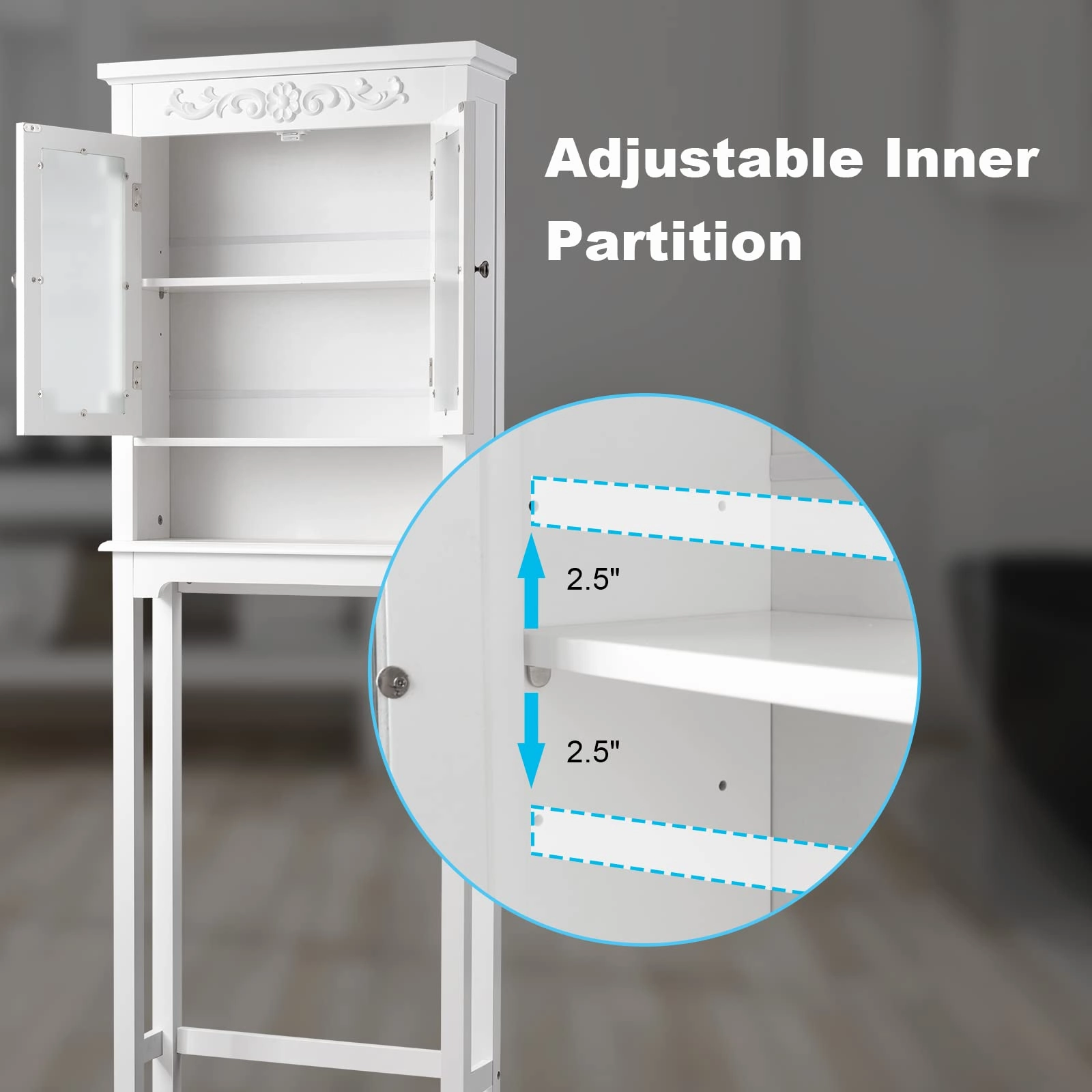 Giantex Over The Toilet Bathroom Space Saver, 3-Shelf Bathroom Organizer