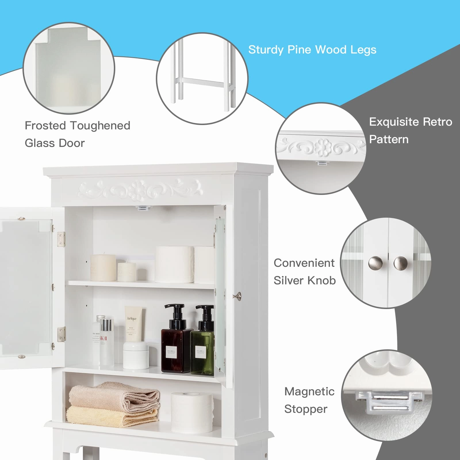 Giantex Over The Toilet Bathroom Space Saver, 3-Shelf Bathroom Organizer