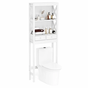Giantex Over The Toilet Storage Cabinet, 65" Tall Freestanding Bathroom Organizer with Open Shelves bathroom storage cabinet, over toilet storage