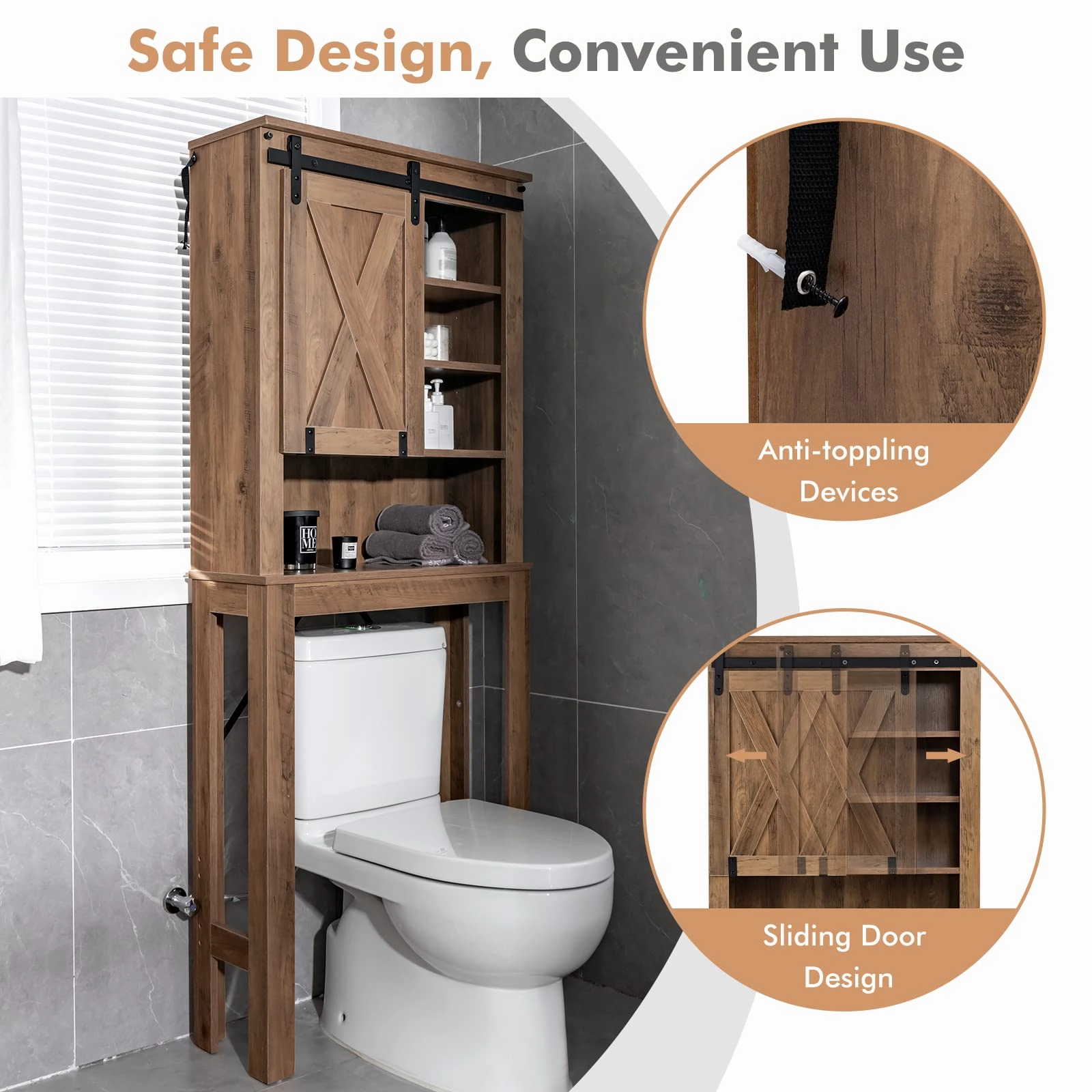 Giantex Over The Toilet Storage Cabinet - Freestanding Toilet Rack