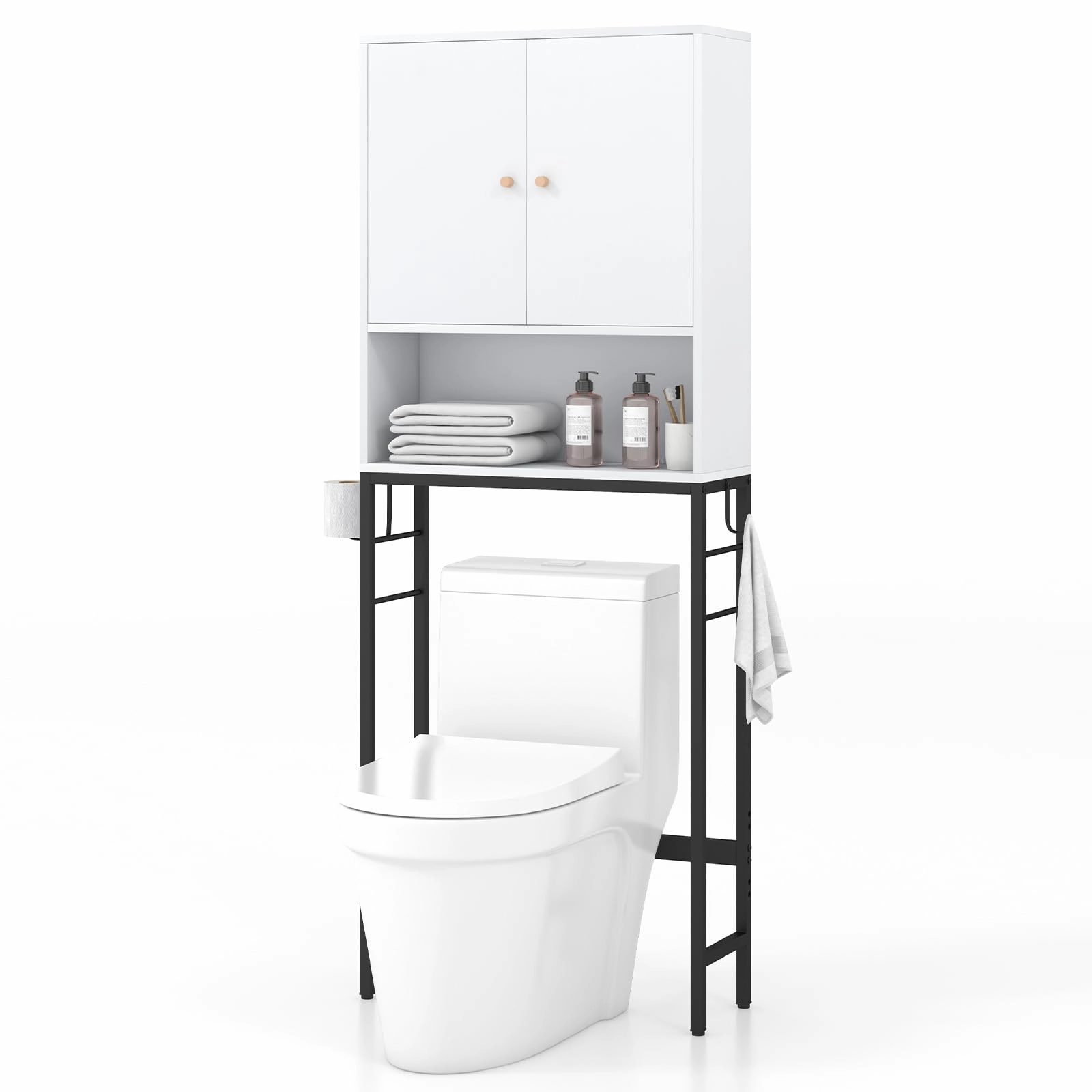Giantex Over The Toilet Storage Cabinet - Toilet Shelf Rack with Anti-Tip Device