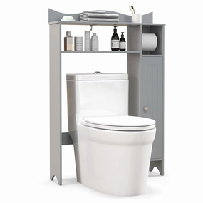 Giantex Over-The-Toilet Storage Cabinet, Bathroom Freestanding Space Saver with 1-Door Side Storage Cabinet & Paper Holder bathroom storage cabinet, over toilet storage
