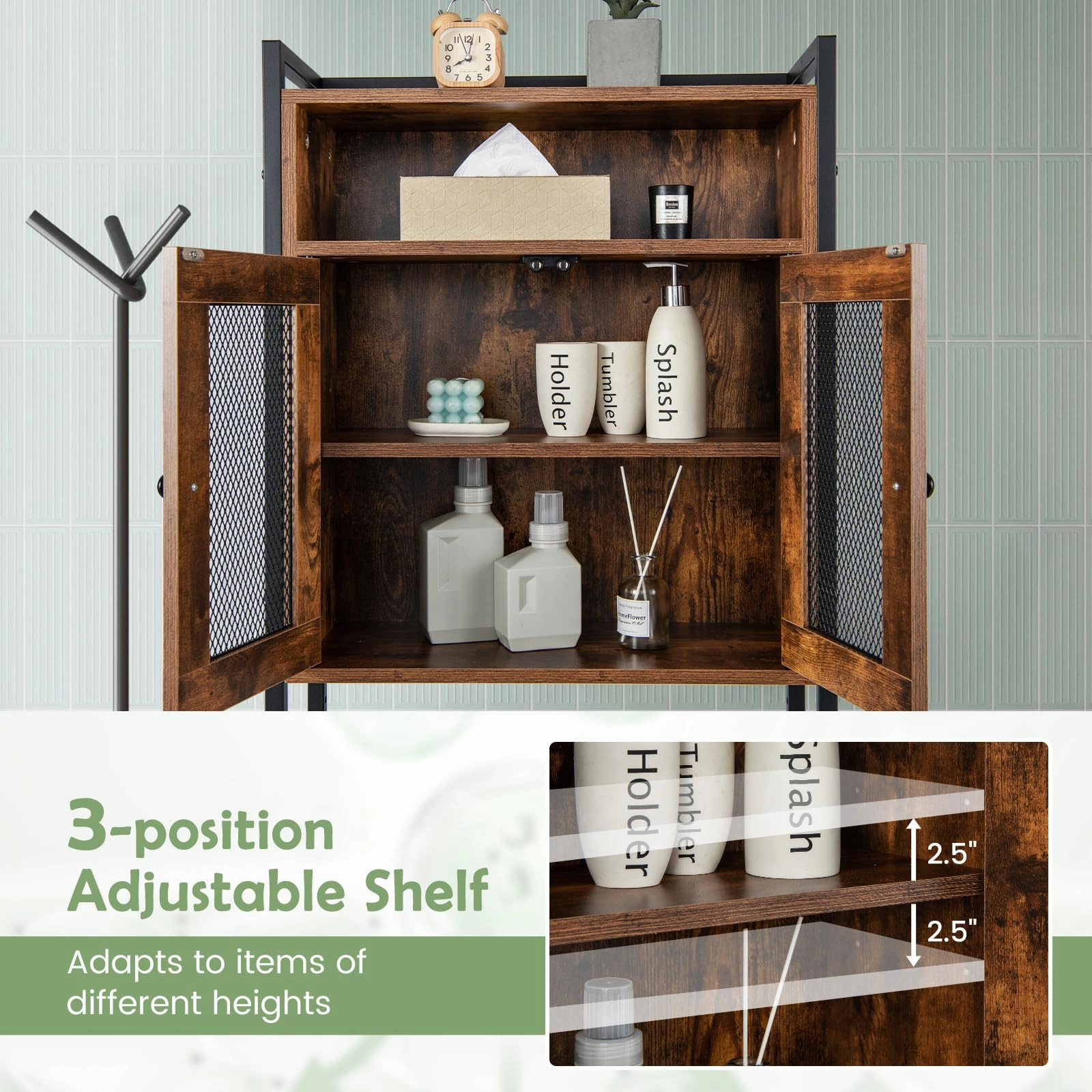 Giantex Over-The-Toilet Storage Cabinet, Bathroom Storage Organizer Above Toilet with Heavy-Duty Metal Frame