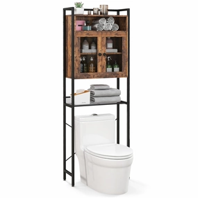 Giantex Over-The-Toilet Storage Cabinet, Bathroom Storage Organizer Above Toilet with Heavy-Duty Metal Frame bathroom storage cabinet, over toilet storage