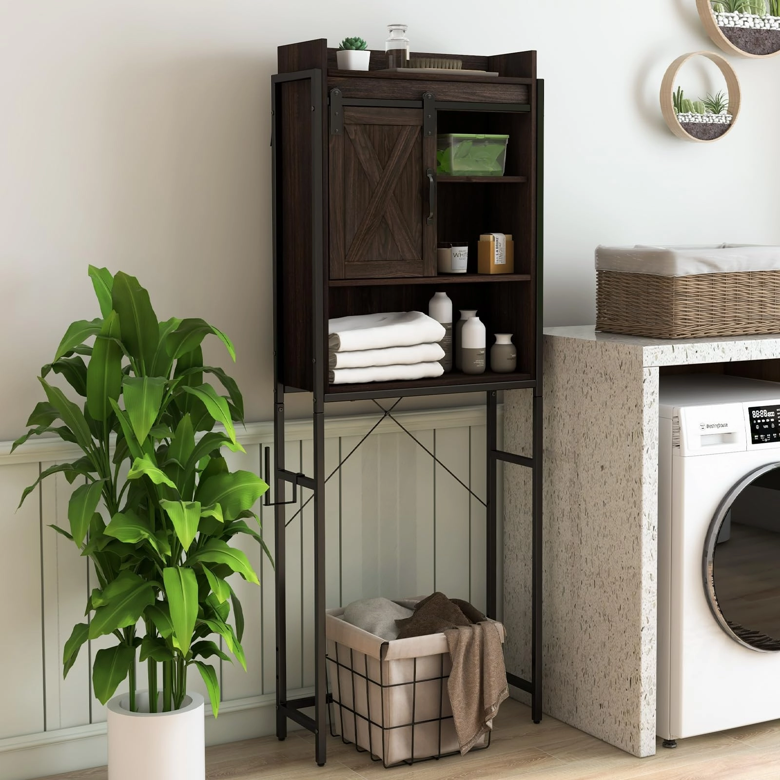 Giantex Over-The-Toilet Storage Cabinet, Freestanding 4-Tier Bathroom Organizer Rack