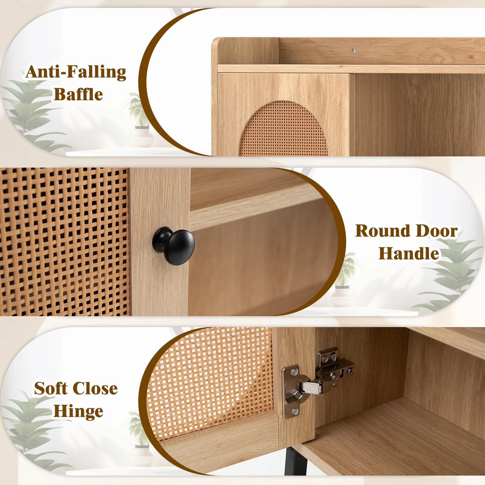 Giantex Over The Toilet Storage Cabinet, Freestanding Storage Organizer Above Toilet with PE Rattan Door and Adjustable Shelf