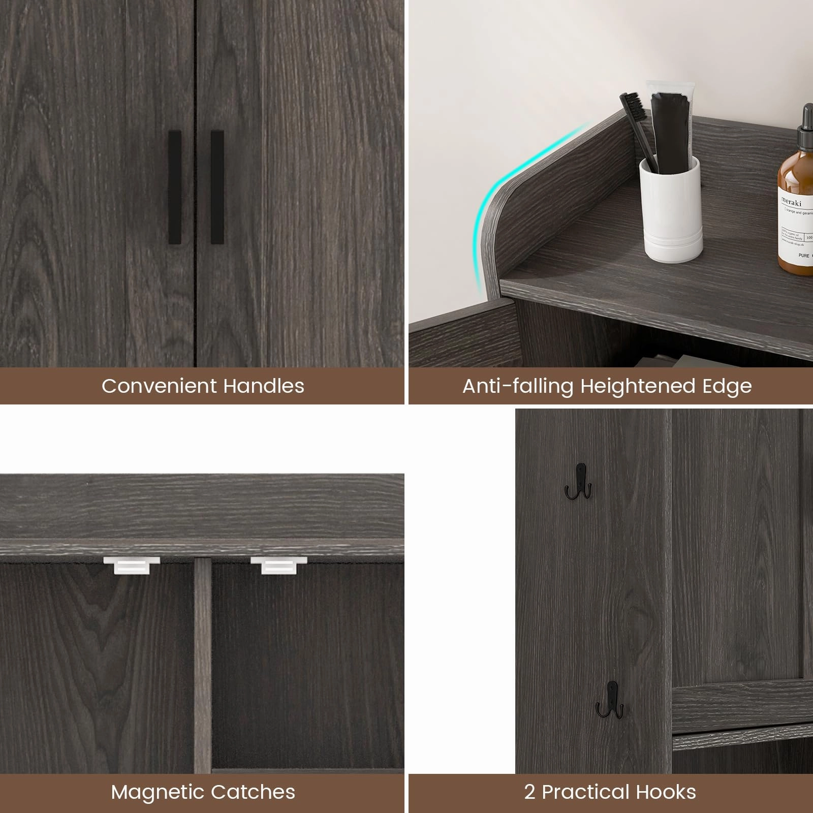 Giantex Over The Toilet Storage Cabinet, Industrial Bathroom Organizer w/Trapezoid Metal Frame