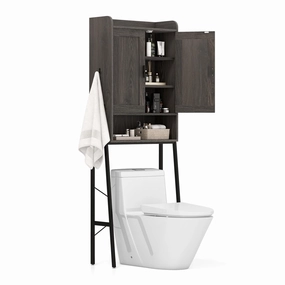 Giantex Over The Toilet Storage Cabinet, Industrial Bathroom Organizer w/Trapezoid Metal Frame bathroom storage cabinet, over toilet storage