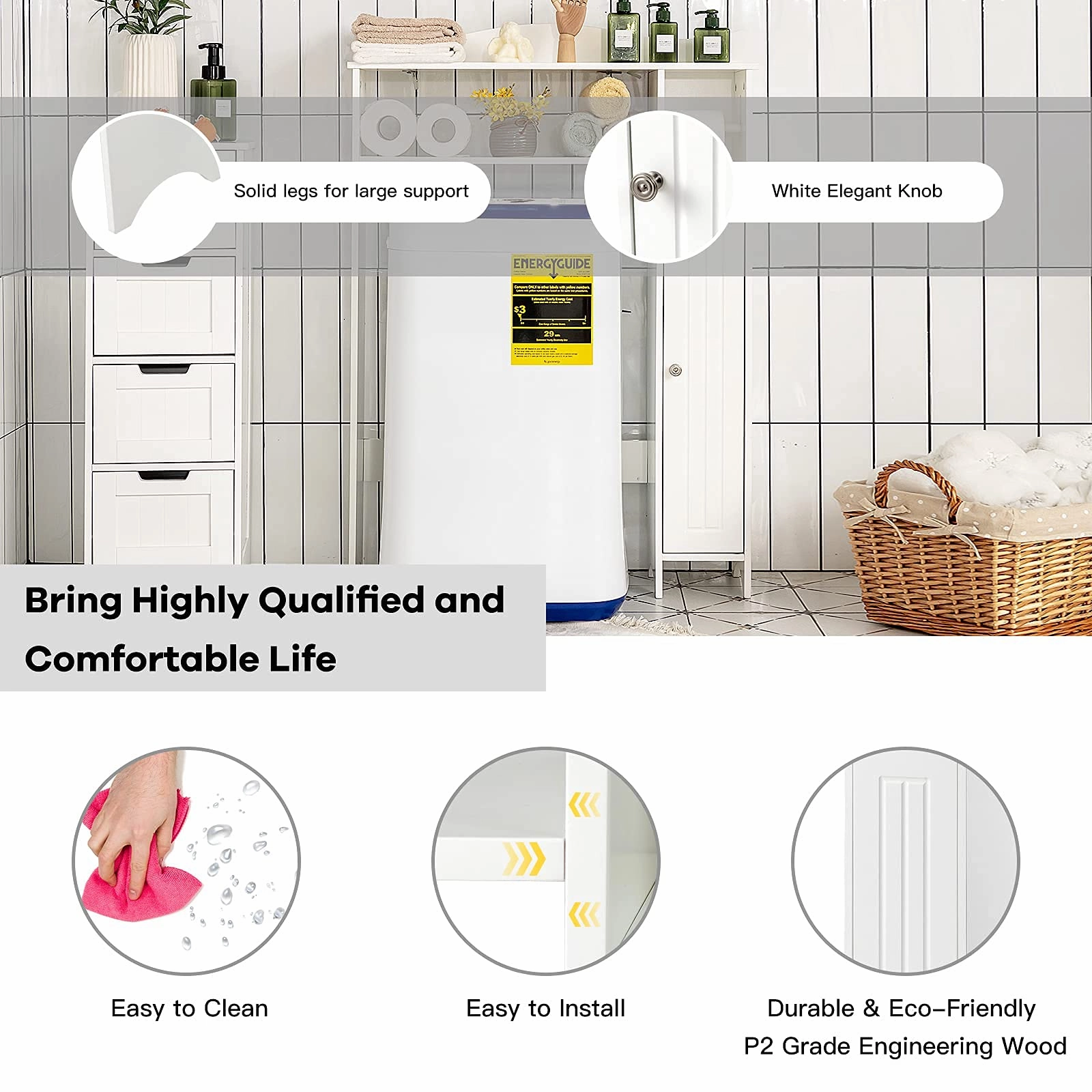 Giantex Over-The-Toilet Storage Rack, Bathroom Freestanding Space Saver with 1-Door Side Storage Cabinet
