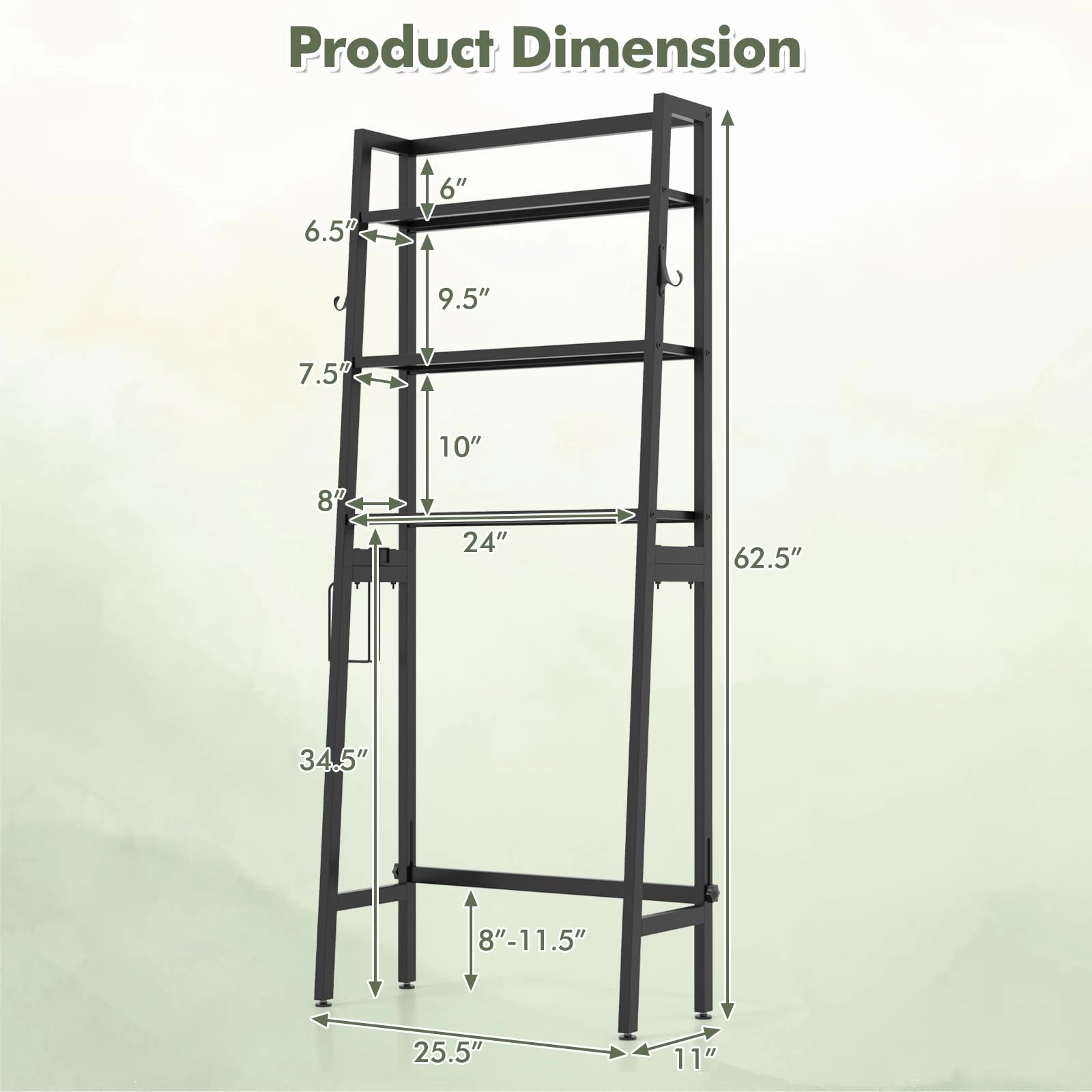 Giantex Over The Toilet Storage Shelf - 3-Tier Freestanding Above Toilet Rack