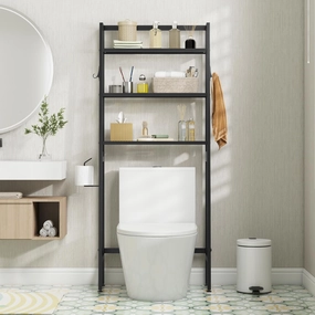 Giantex Over The Toilet Storage Shelf - 3-Tier Freestanding Above Toilet Rack bathroom storage cabinet, over toilet storage