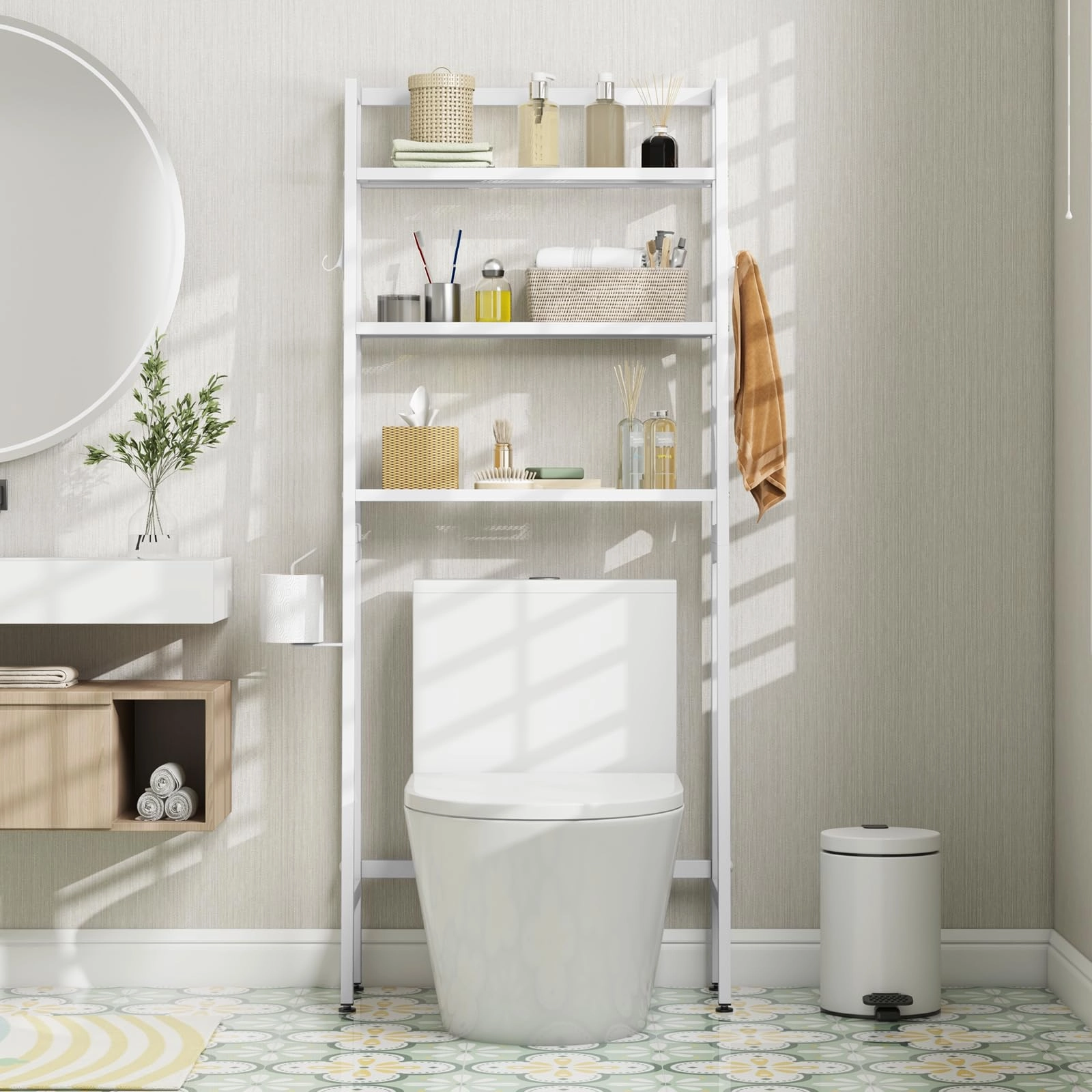 Giantex Over The Toilet Storage Shelf - 3-Tier Freestanding Above Toilet Rack