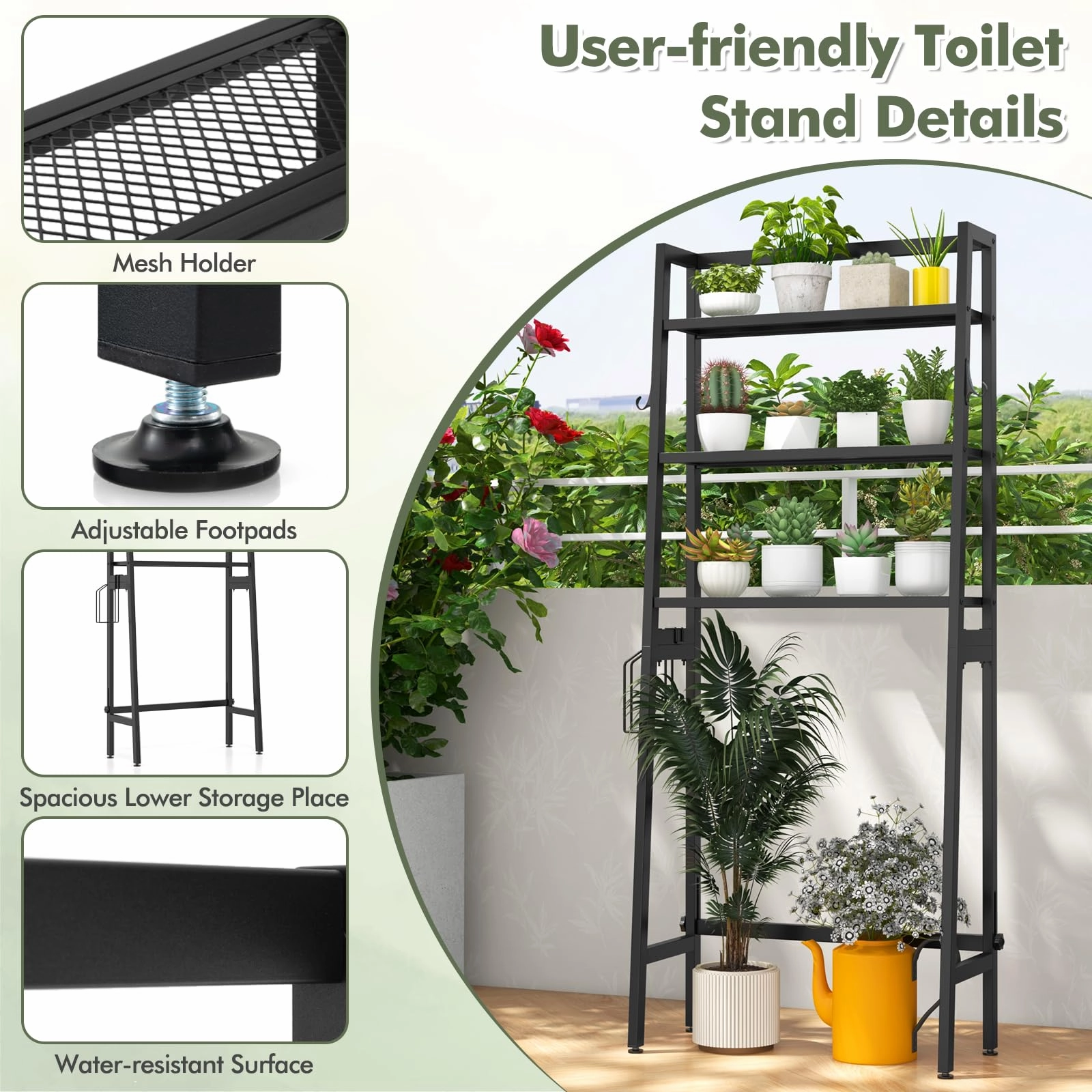 Giantex Over The Toilet Storage Shelf - 3-Tier Freestanding Above Toilet Rack