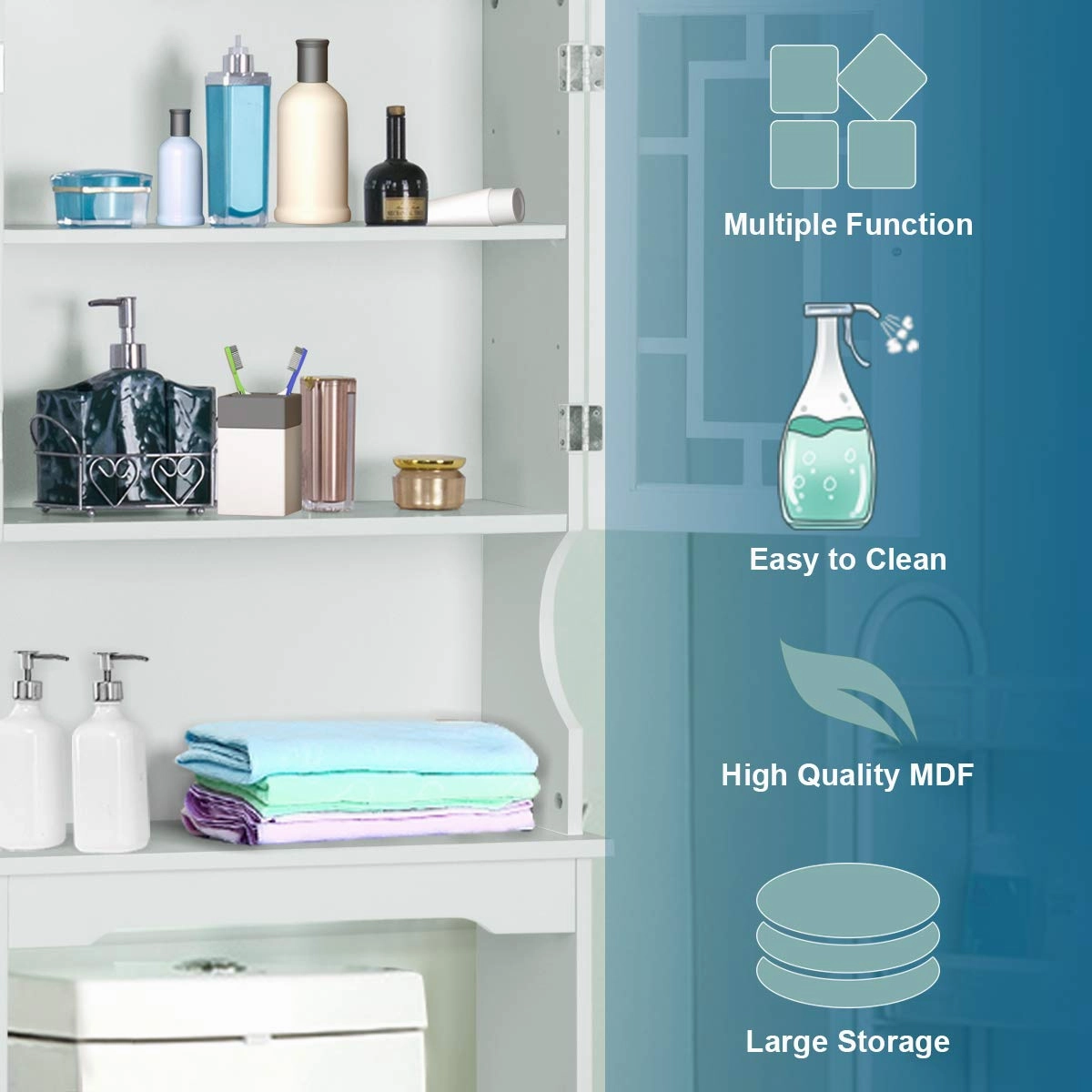 Giantex Over-The-Toilet Storage Spacesaver, Bathroom Organizer with Cabinet and Shelf