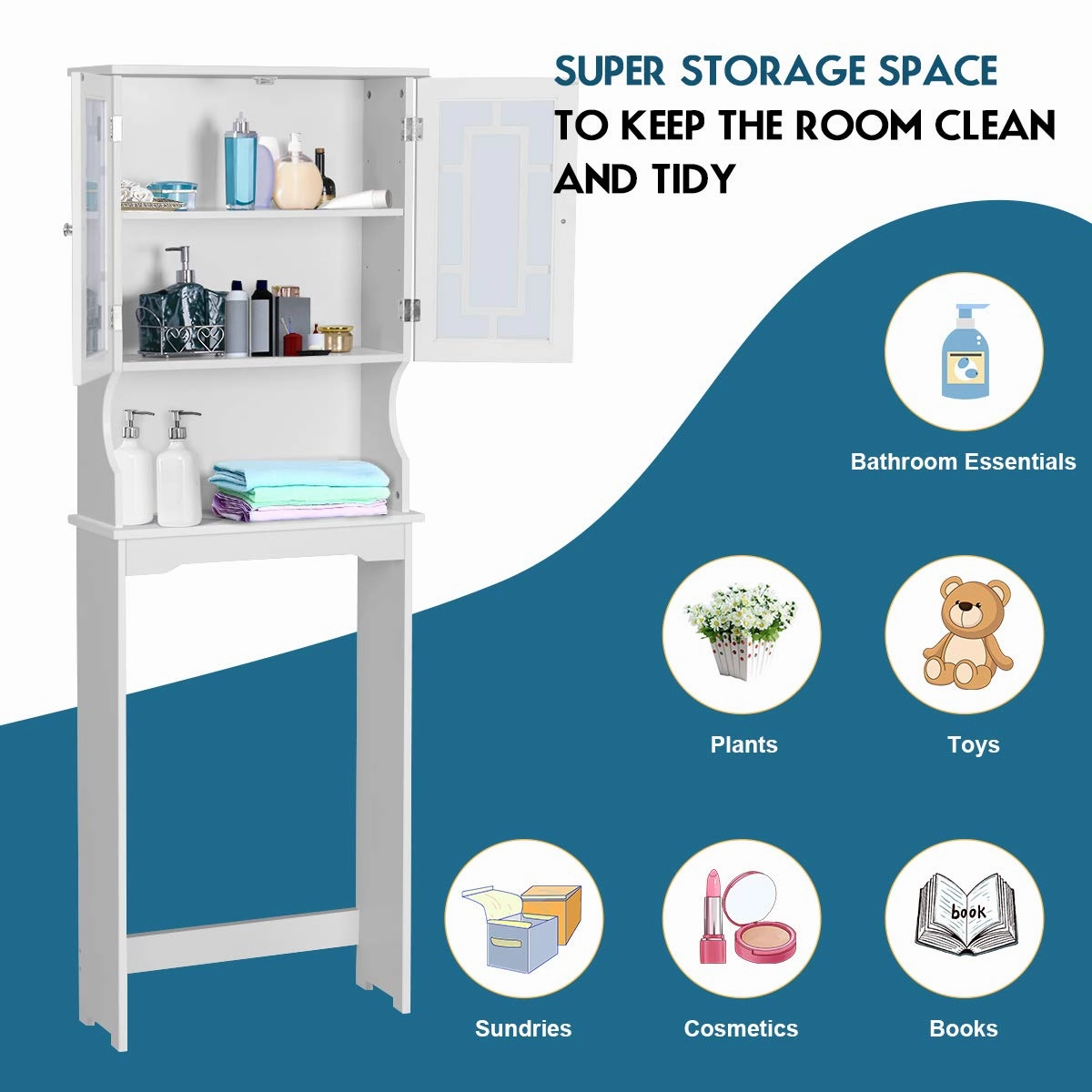 Giantex Over-The-Toilet Storage Spacesaver, Bathroom Organizer with Cabinet and Shelf