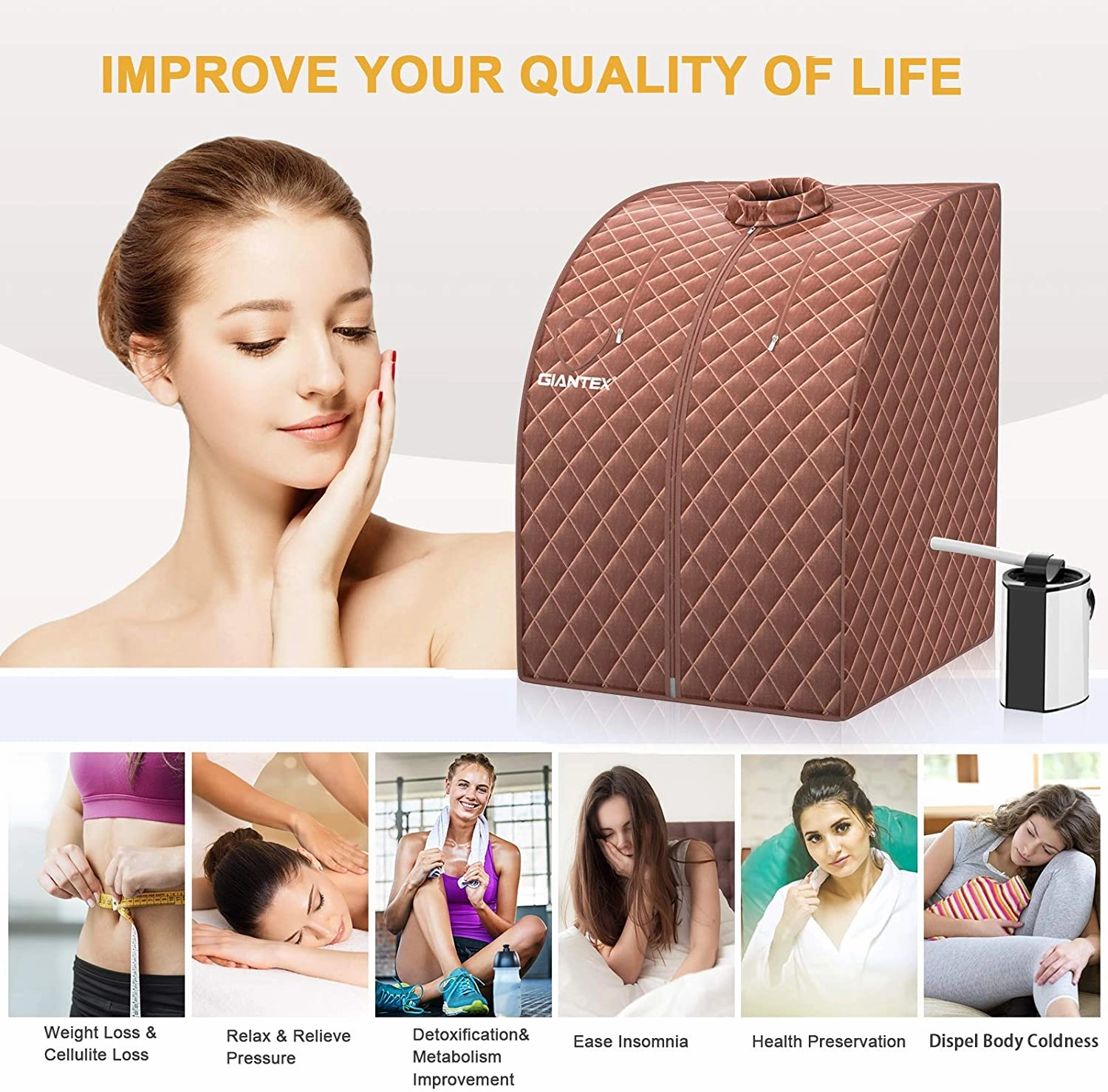 Giantex Portable Sauna 3L Personal Therapeutic Sauna Temperature & Timer Adjustable