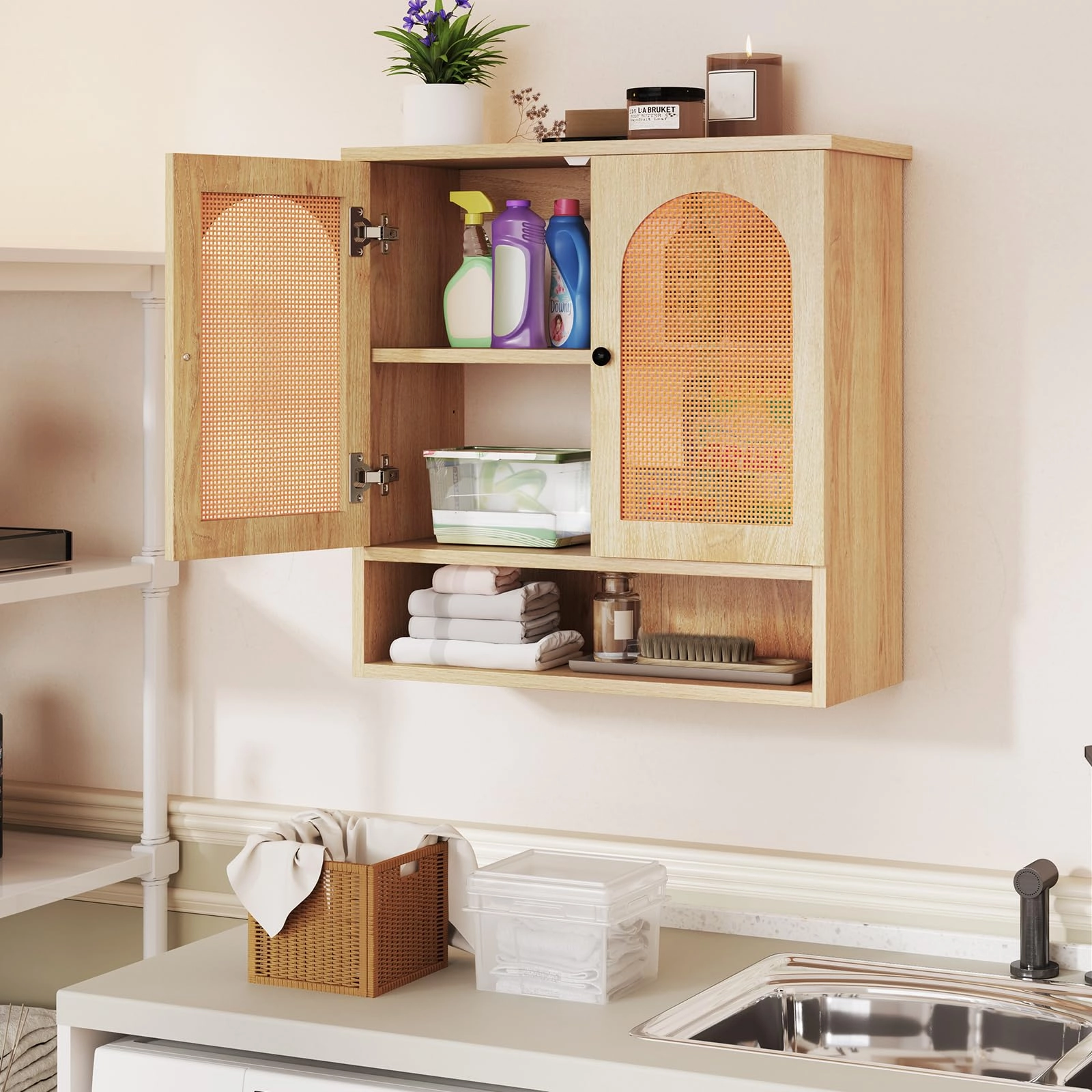 Giantex Rattan Bathroom Medicine Cabinet