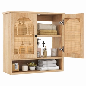 Giantex Rattan Bathroom Medicine Cabinet bathroom storage cabinet, over toilet storage