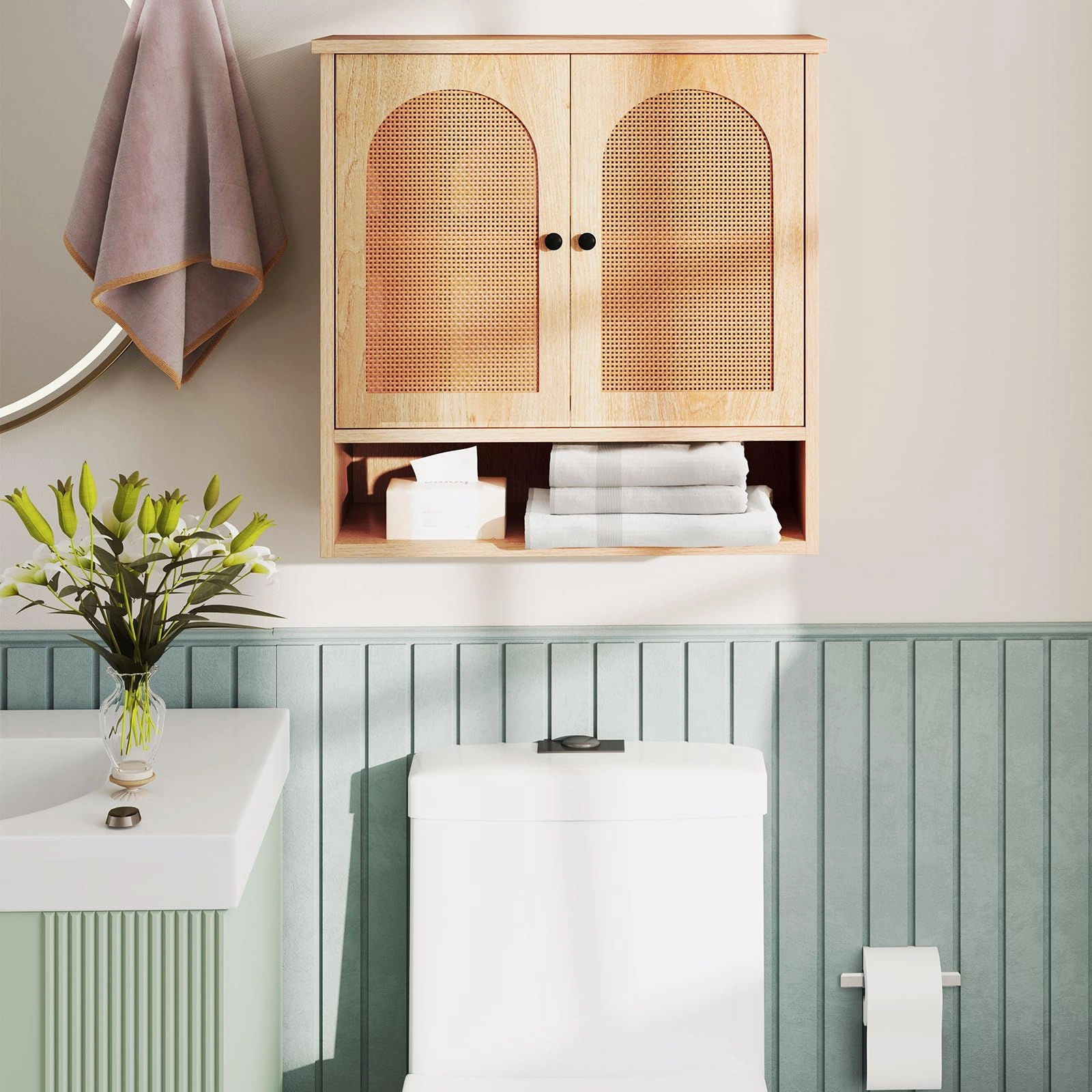 Giantex Rattan Bathroom Medicine Cabinet
