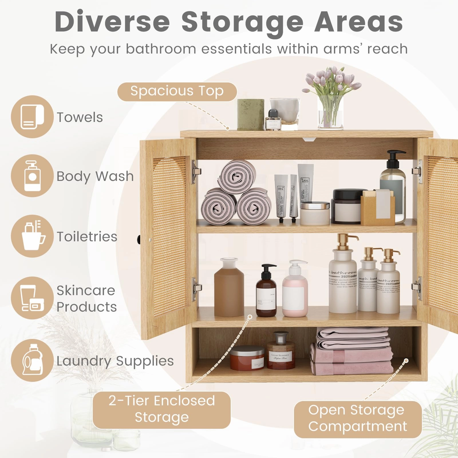 Giantex Rattan Bathroom Medicine Cabinet