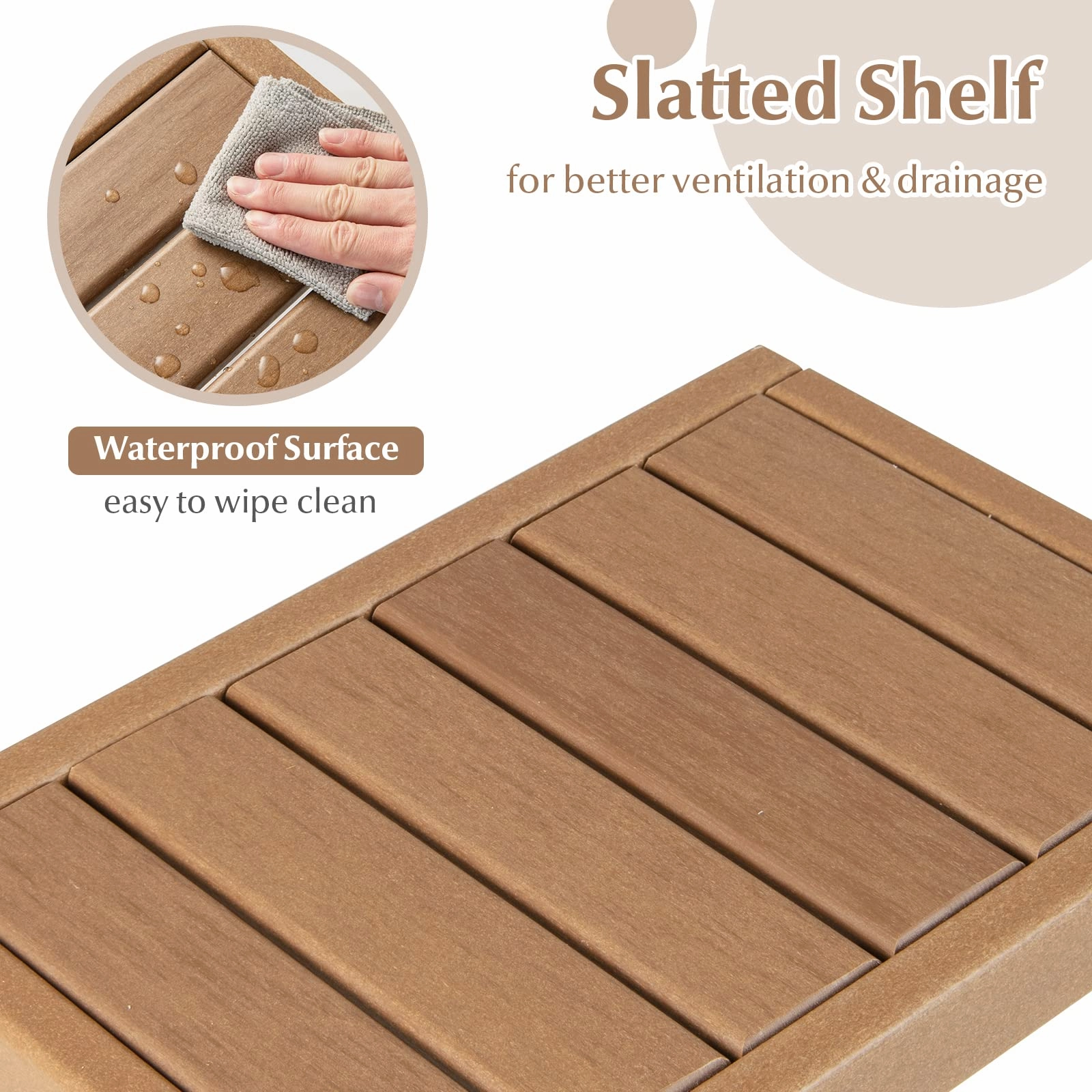 Giantex Shower Bench Waterproof HDPE - Shower Stool, Plastic Spa Bath Step Foot Rest for Bathroom