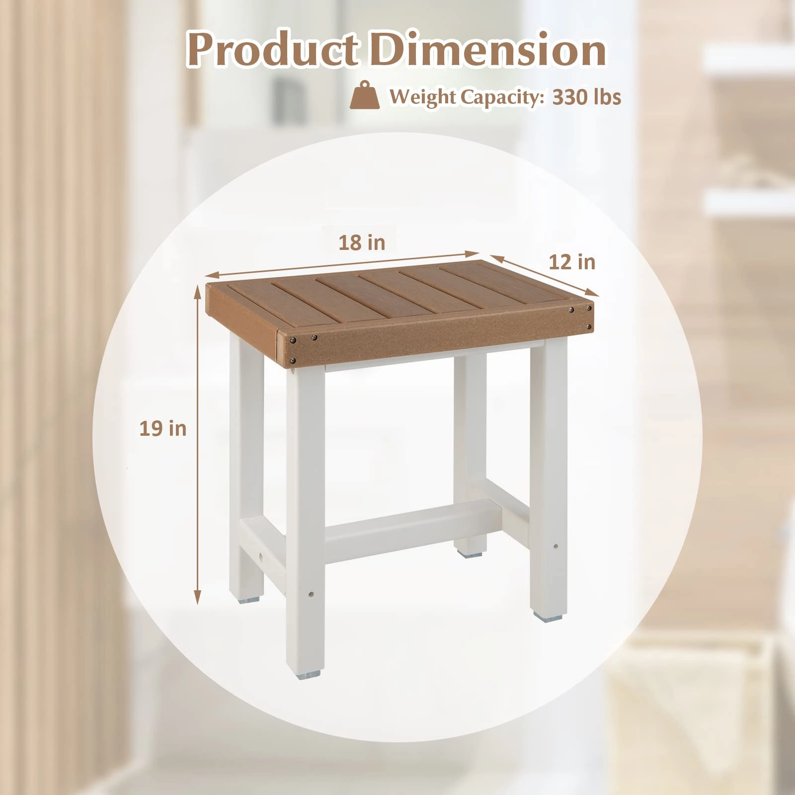 Giantex Shower Bench Waterproof HDPE - Shower Stool, Plastic Spa Bath Step Foot Rest for Bathroom
