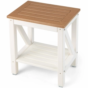 Giantex Shower Bench Waterproof HDPE - Shower Stool with Storage Shelf, 2-Tier Plastic Spa Bath Step Shower Seat bench seat, tufted bench