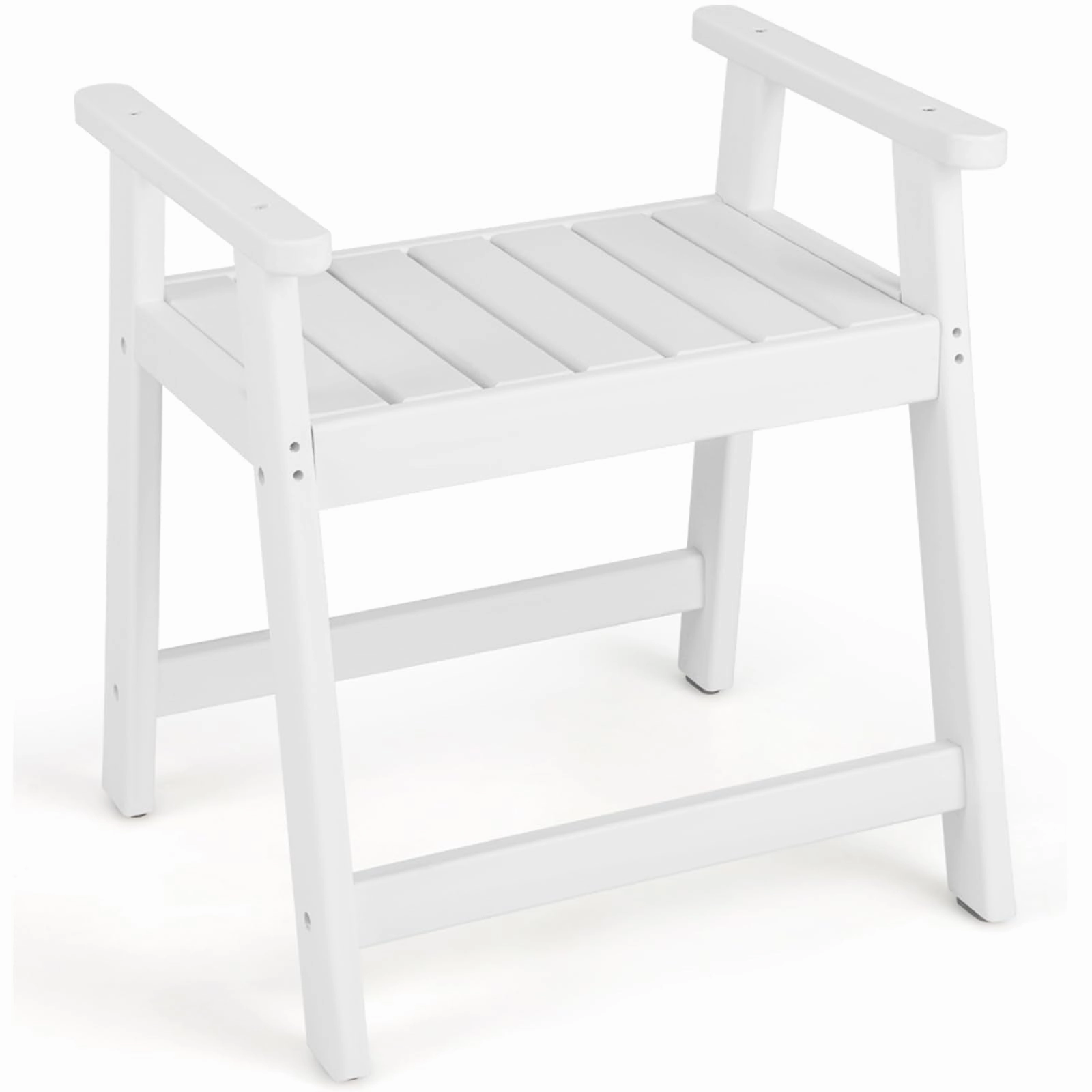 Giantex Shower Bench with Arms, Waterproof HDPE Shower Stool for Bathroom, Heavy Duty Sturdy Bath Seat for Seniors Elderly