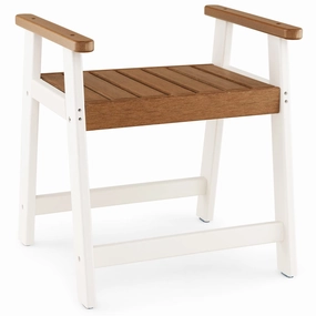 Giantex Shower Bench with Arms, Waterproof HDPE Shower Stool for Bathroom, Heavy Duty Sturdy Bath Seat for Seniors Elderly bench seat, tufted bench