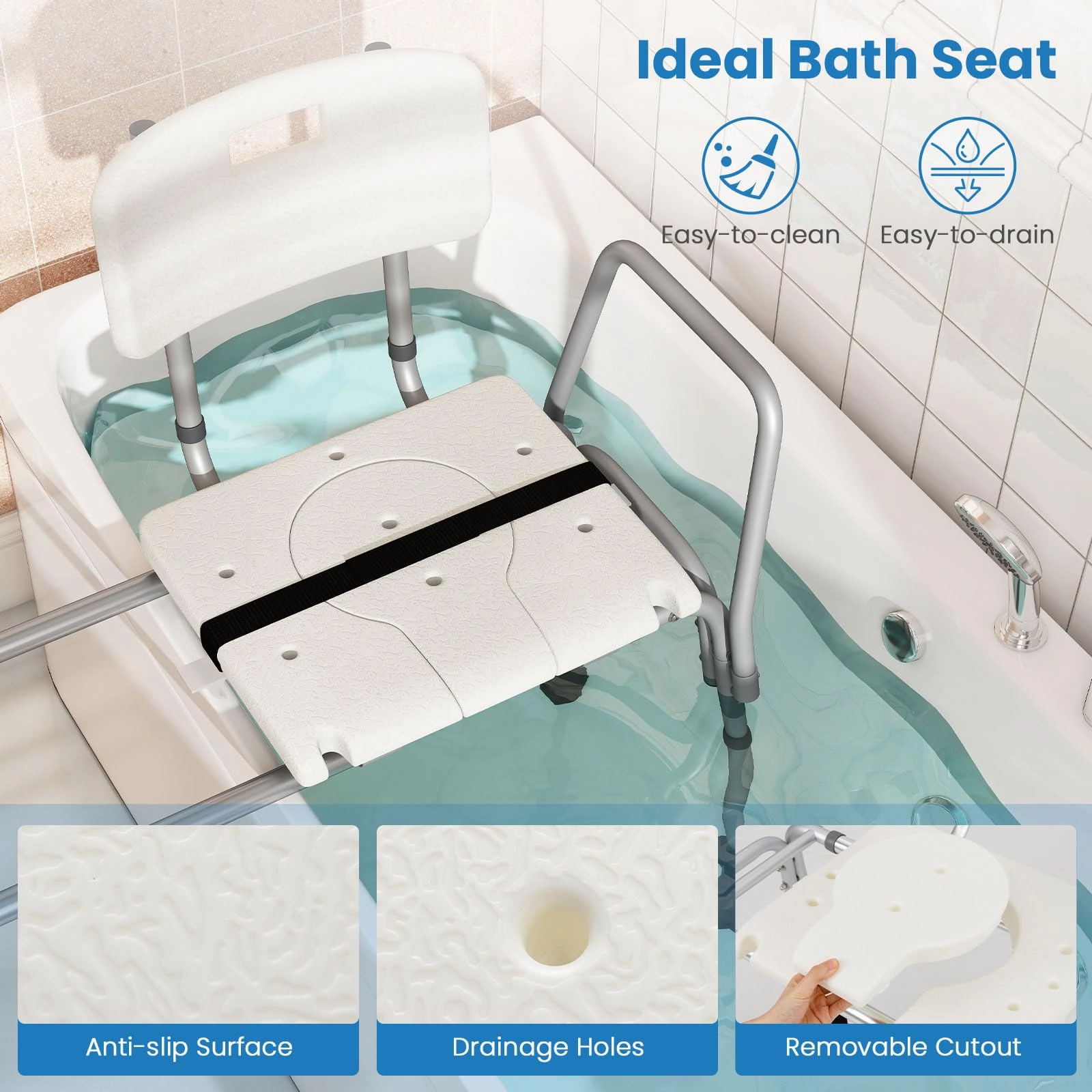 Giantex Sliding Tub Transfer Bench for Bathtub