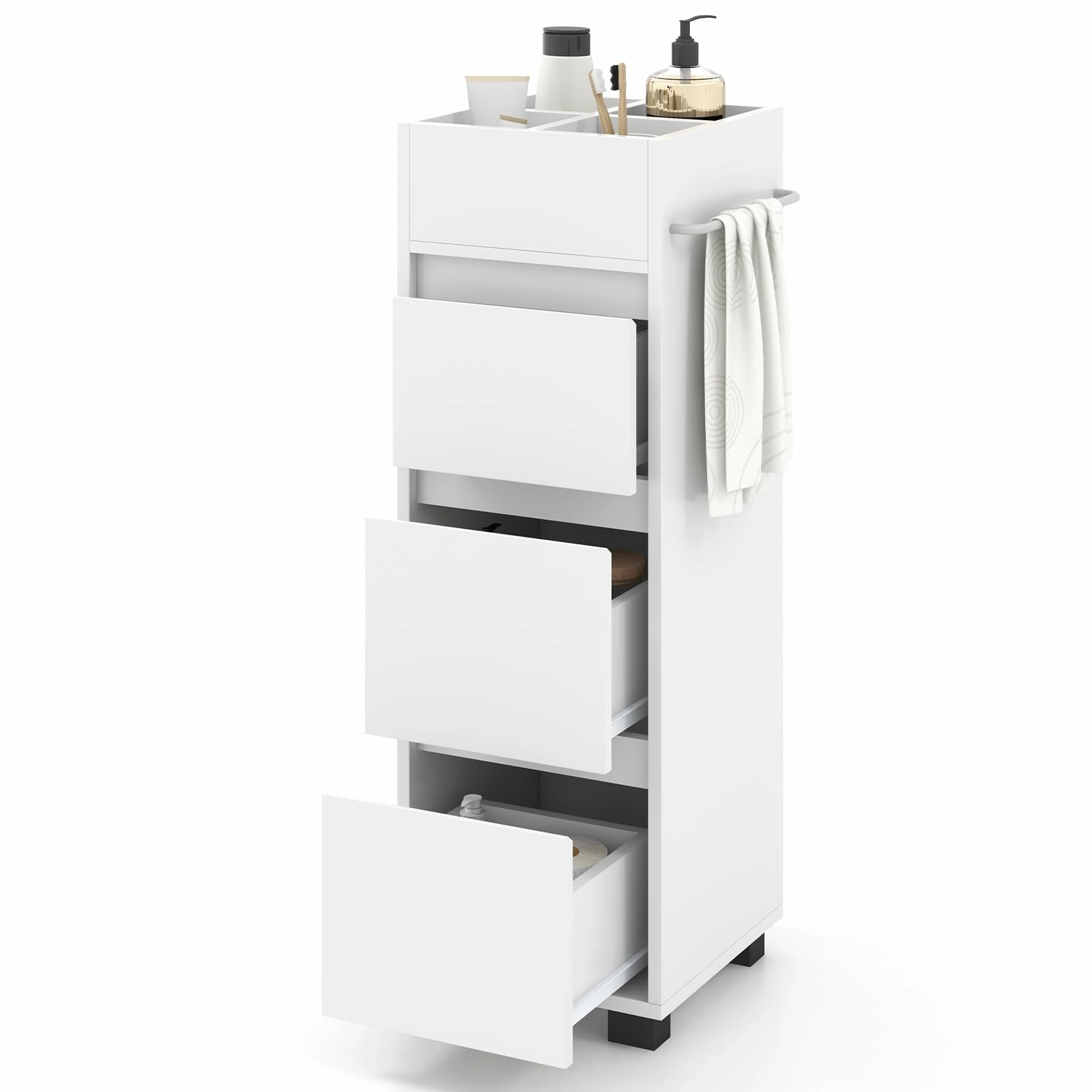 Giantex Small Bathroom Storage Cabinet - Narrow Space-saving Bathroom Cabinet with 3 Drawers bathroom storage cabinet, over toilet storage
