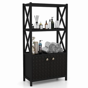 Giantex Storage Cabinet, Freestanding Storage Organizer with Open Shelves, Double Doors bathroom storage cabinet, over toilet storage