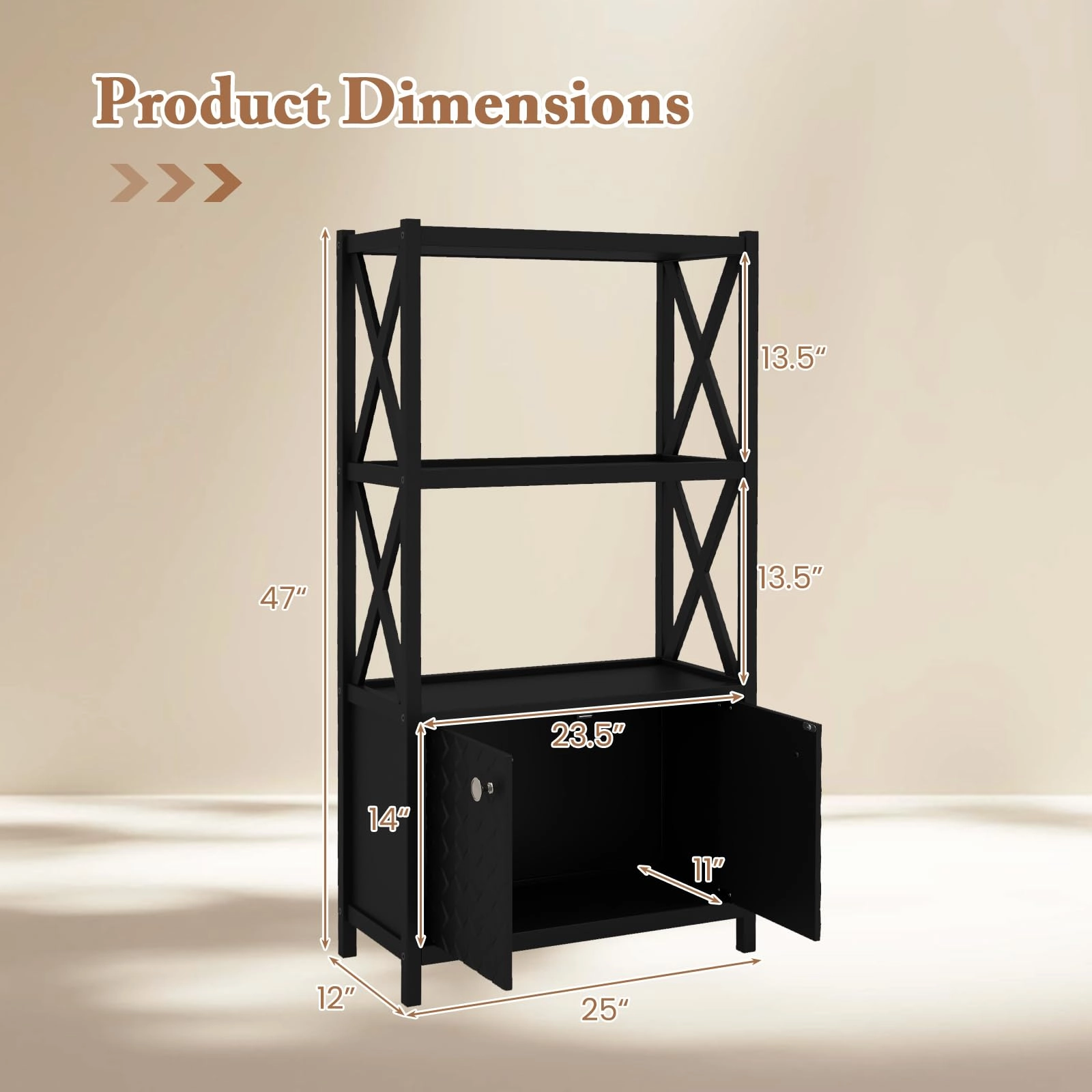 Giantex Storage Cabinet, Freestanding Storage Organizer with Open Shelves, Double Doors