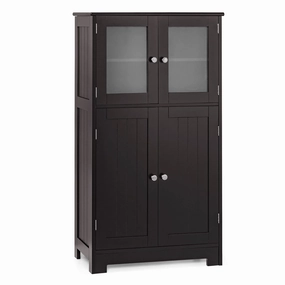 Giantex Storage Cabinet with Doors - Bathroom Floor Cabinet, Freestanding Tall Cabinet bathroom storage cabinet, over toilet storage