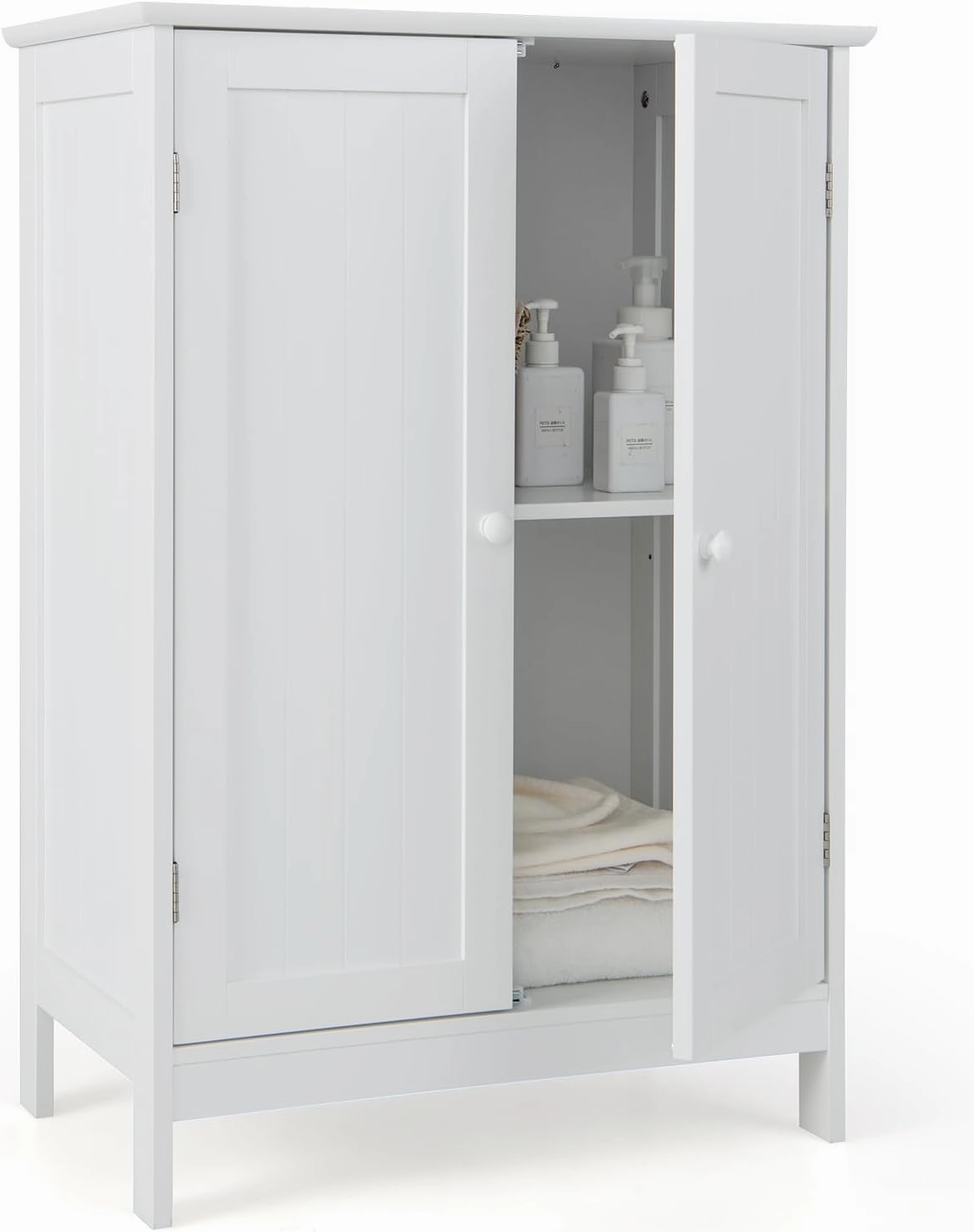 Giantex Storage Cabinet with Doors and Shelves - Freestanding Storage Organizer with Anti-Tipping Device