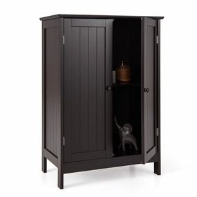 Giantex Storage Cabinet with Doors and Shelves - Freestanding Storage Organizer with Anti-Tipping Device bathroom storage cabinet, over toilet storage