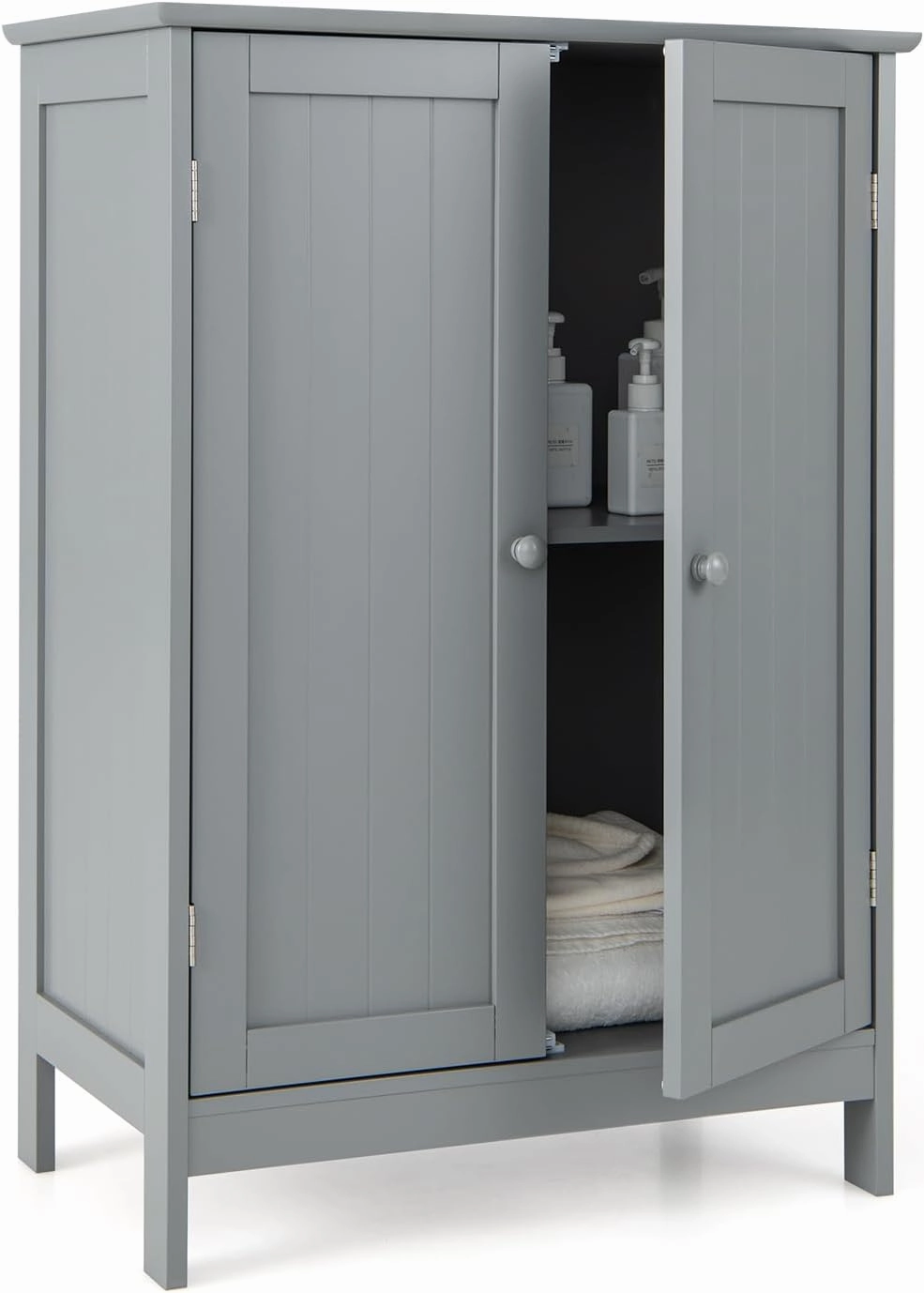 Giantex Storage Cabinet with Doors and Shelves - Freestanding Storage Organizer with Anti-Tipping Device