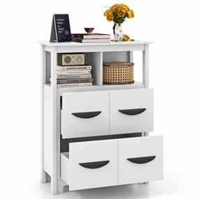 Giantex Storage Cabinet with Large Drawers, Open Storage Compartments, Anti-Tipping Kit, White bathroom storage cabinet, over toilet storage