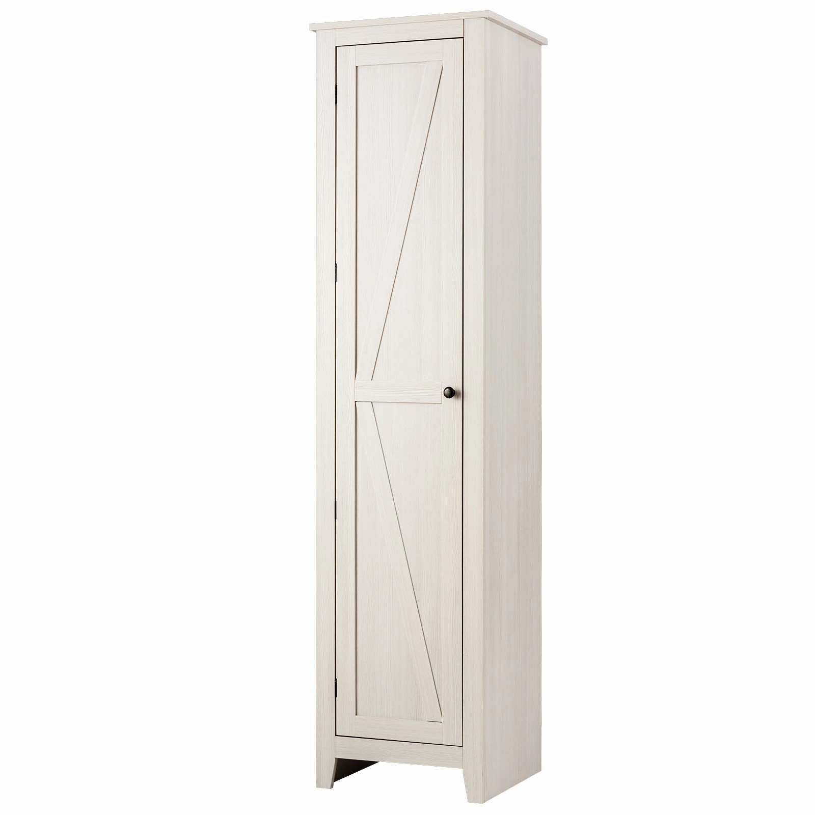 Giantex Tall Storage Cabinet Freestanding Floor Storage Tower with Four Shelves and Single Door bathroom storage cabinet, over toilet storage