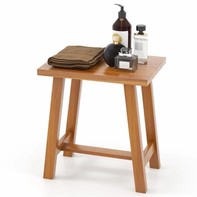 Giantex Teak Shower Bench, Waterproof Shower Stool for Shaving Legs & Spa Bath, Smooth Seat bench seat, tufted bench