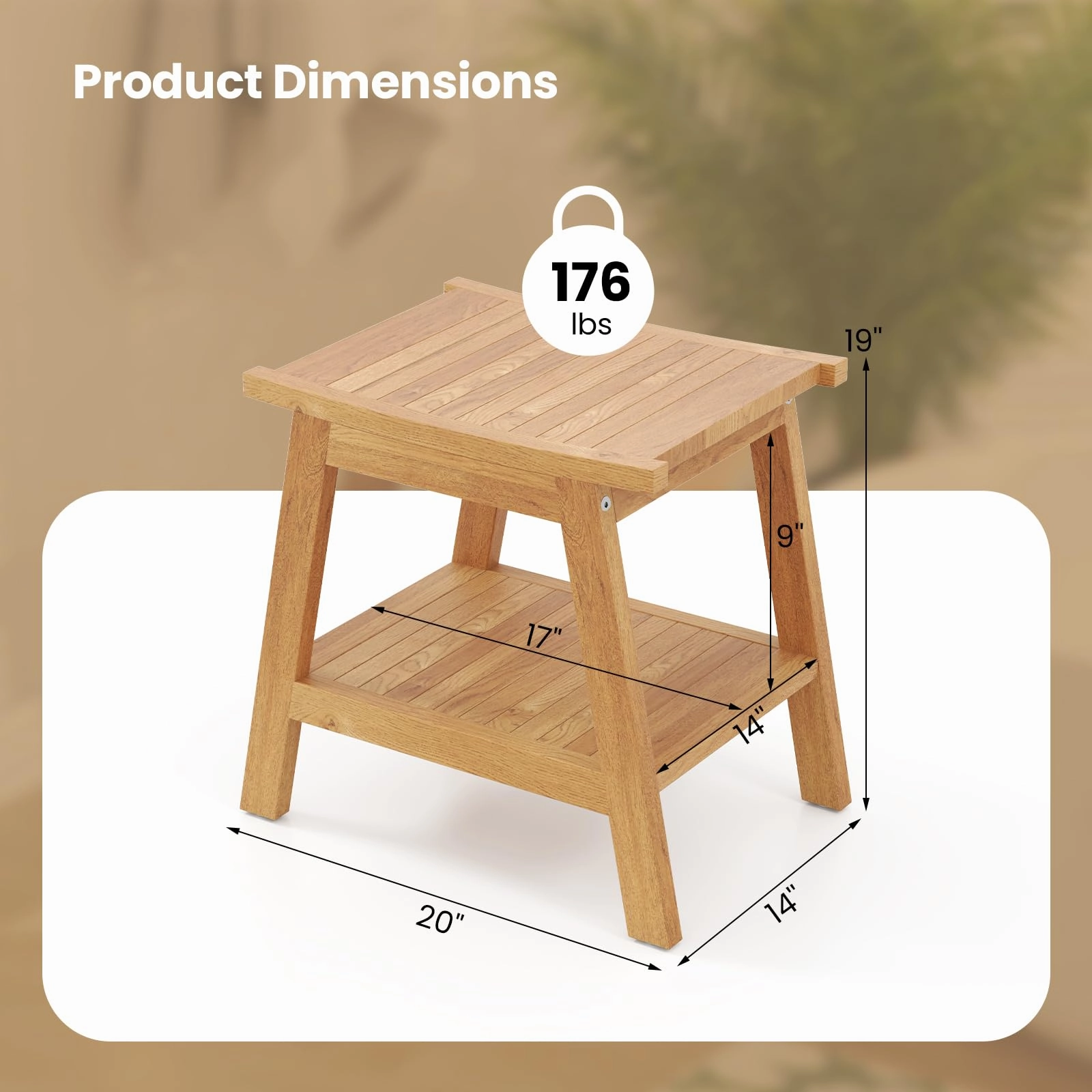 Giantex Teak Shower Bench with Shelf