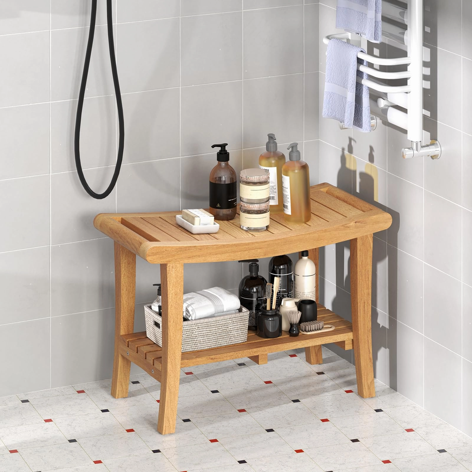 Giantex Teak Wood Shower Bench