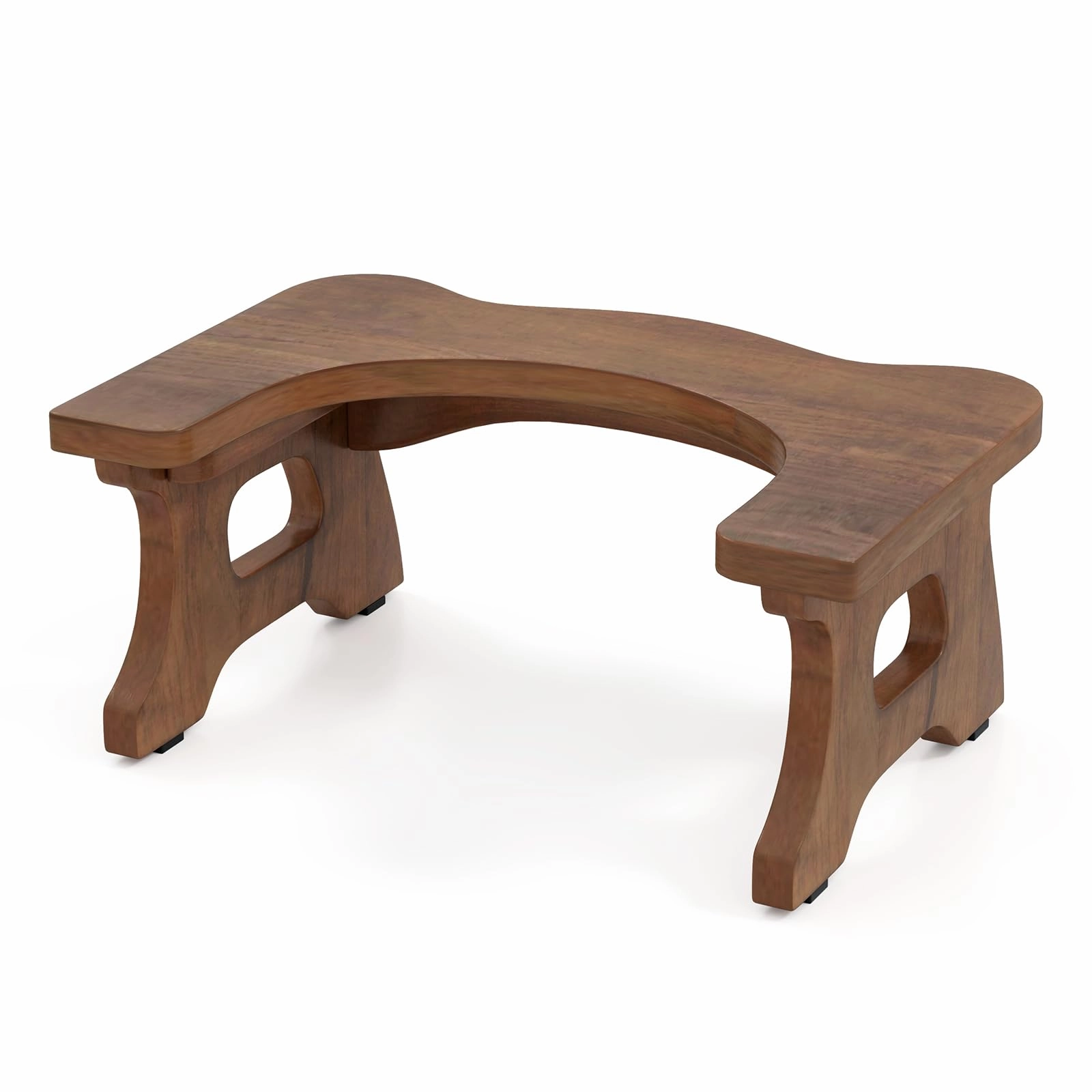 Giantex Teak Wood Toilet Stool - 7" Bathroom Squatting Stool