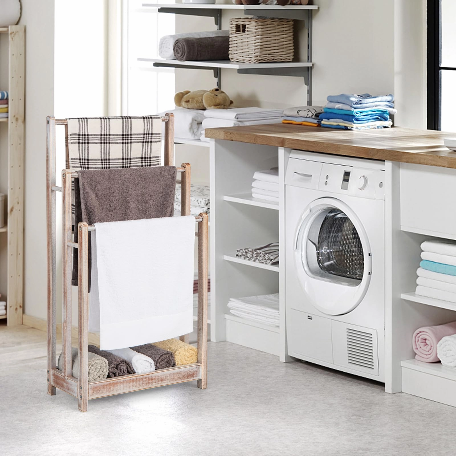 Giantex Towel Rack for Bathroom - 3 Tier Freestanding Towel Racks with Storage Shelf