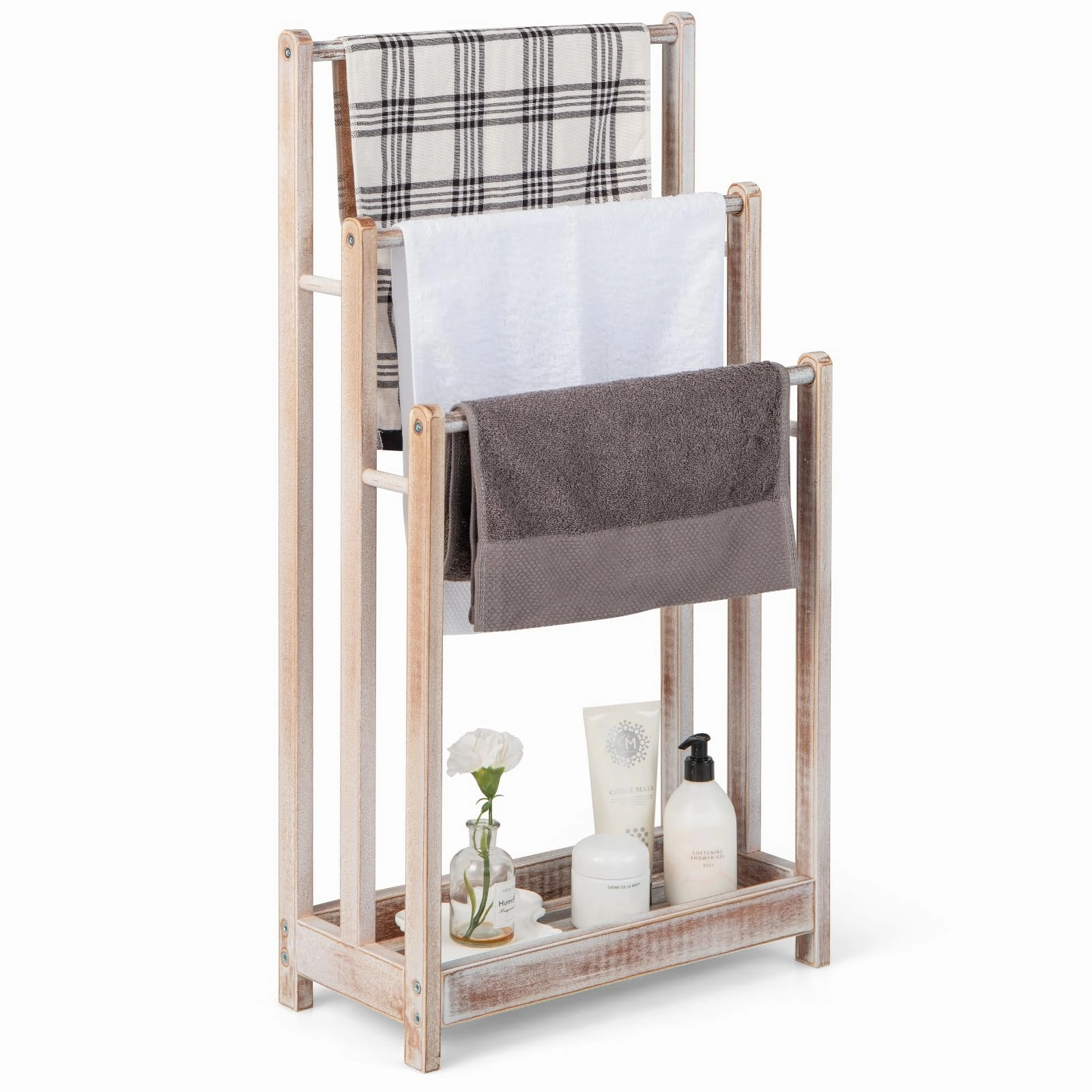Giantex Towel Rack for Bathroom - 3 Tier Freestanding Towel Racks with Storage Shelf