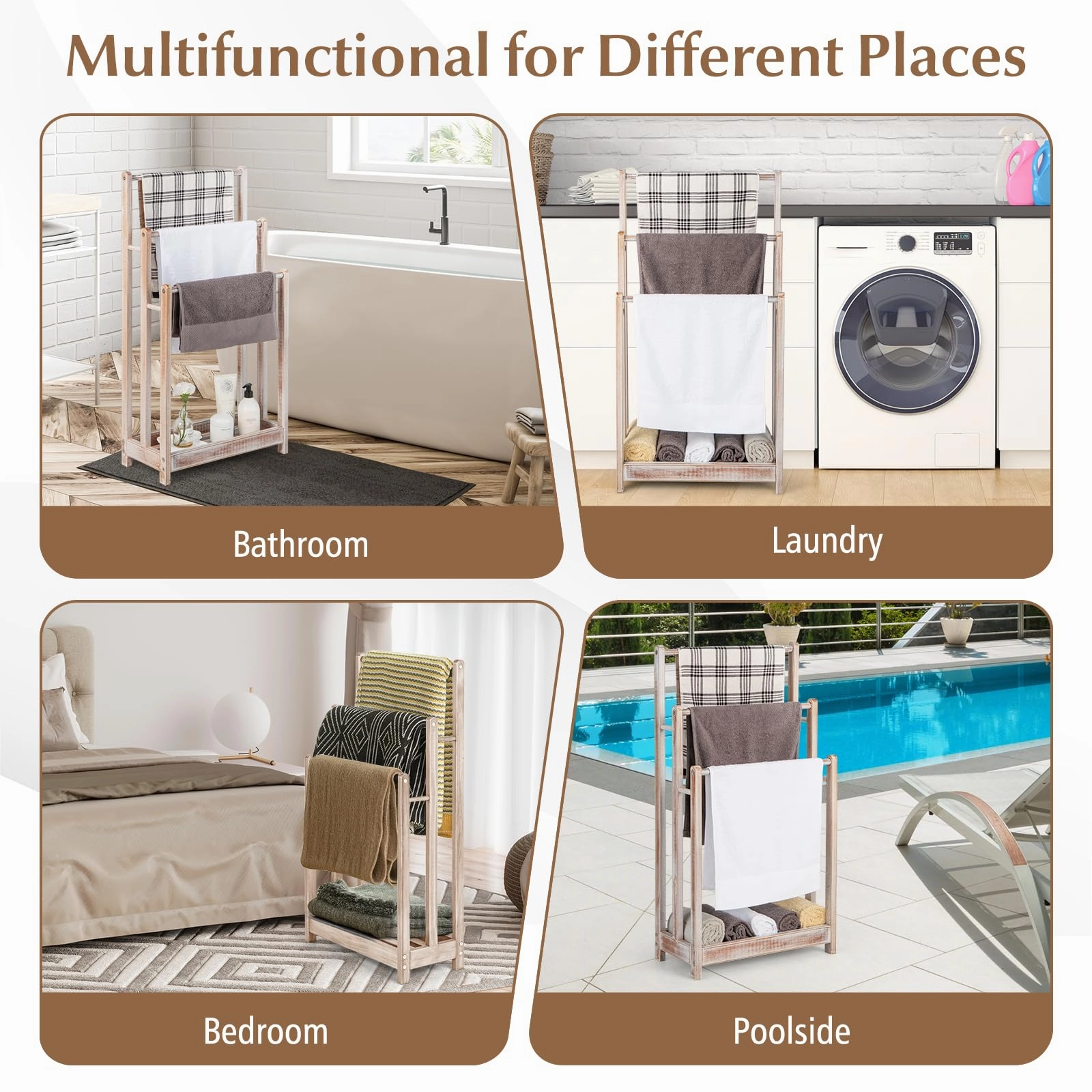 Giantex Towel Rack for Bathroom - 3 Tier Freestanding Towel Racks with Storage Shelf