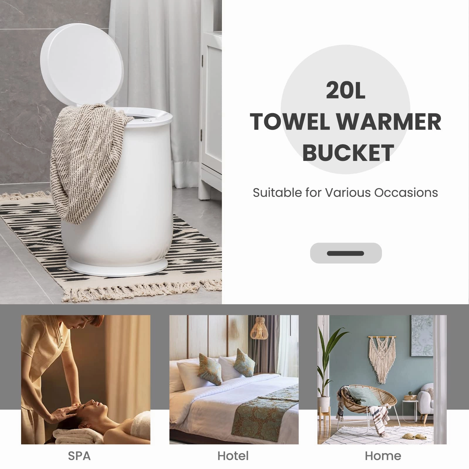 Giantex Towel Warmer Bucket for Bathroom, 21 L